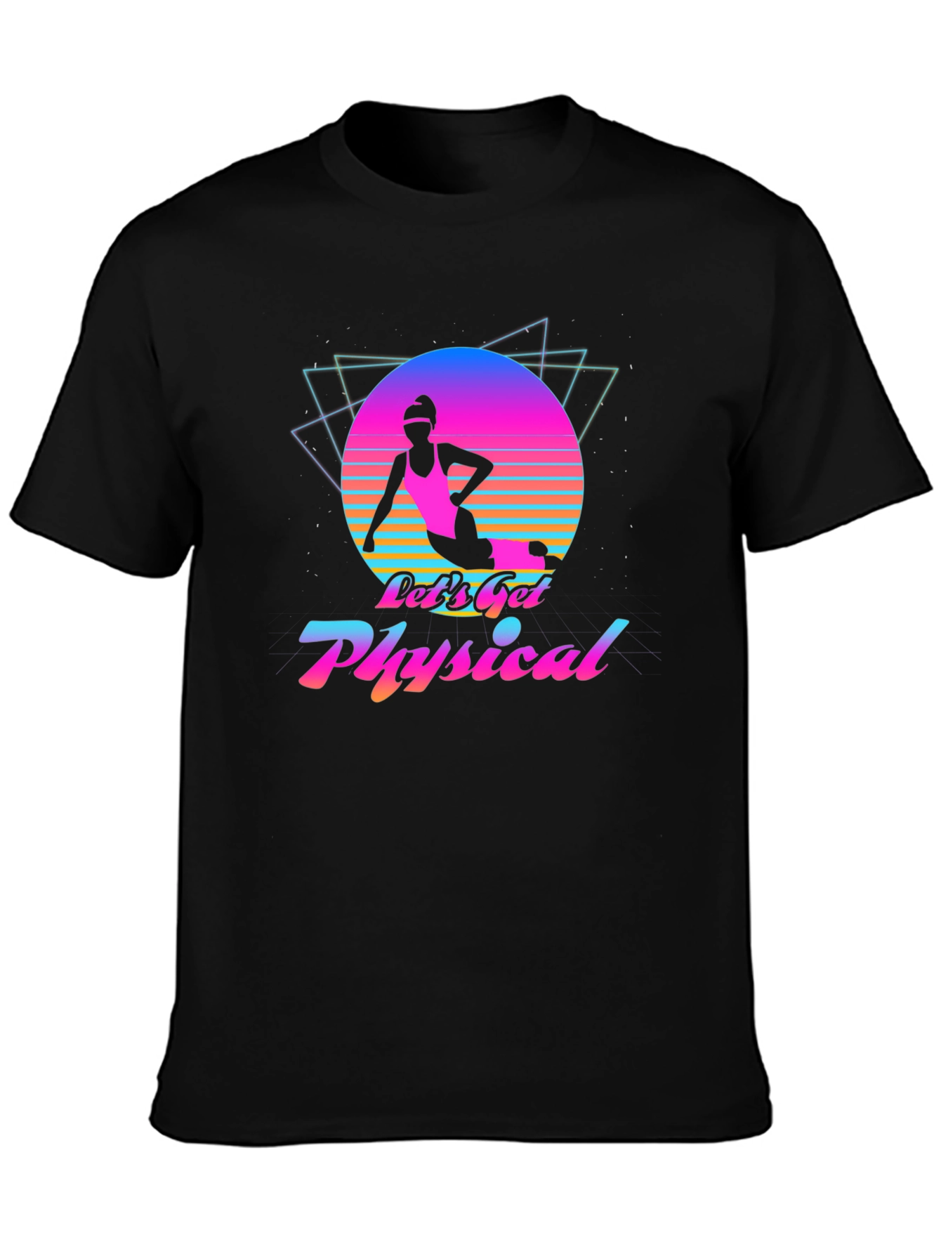 Black Let's Get Physical T-Shirt Retro Graphic Tee view 3