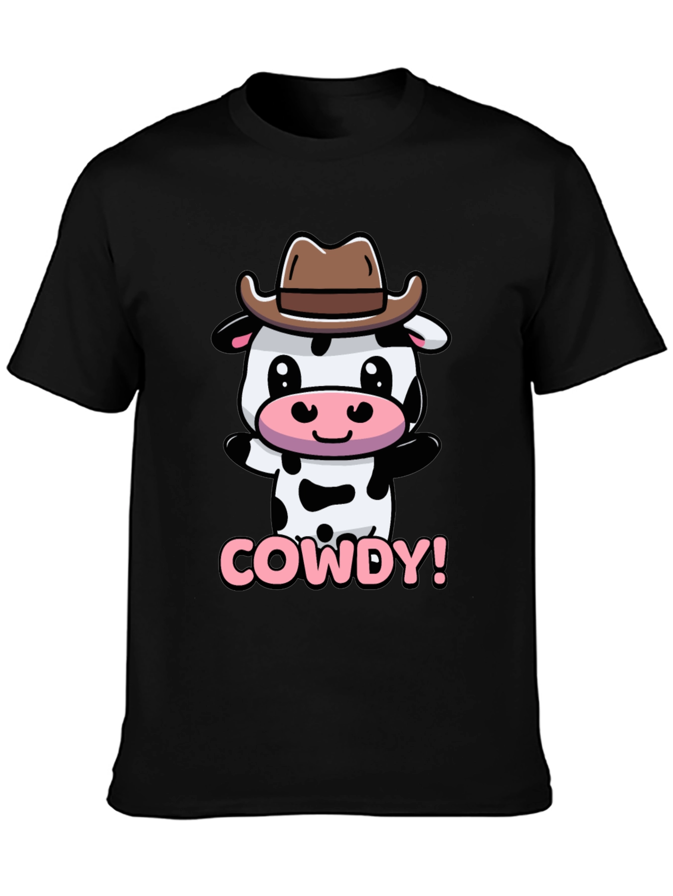 Black Cute Cowdy Cowboy Cow T-Shirt view 3