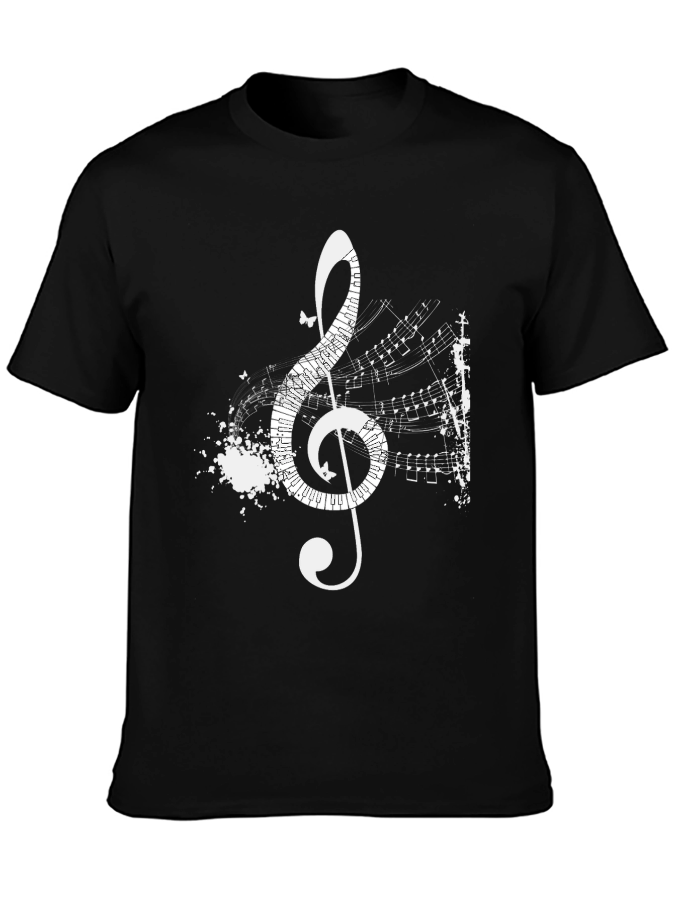 Black Musical Treble Clef T-Shirt - Artistic Black Tee view 3