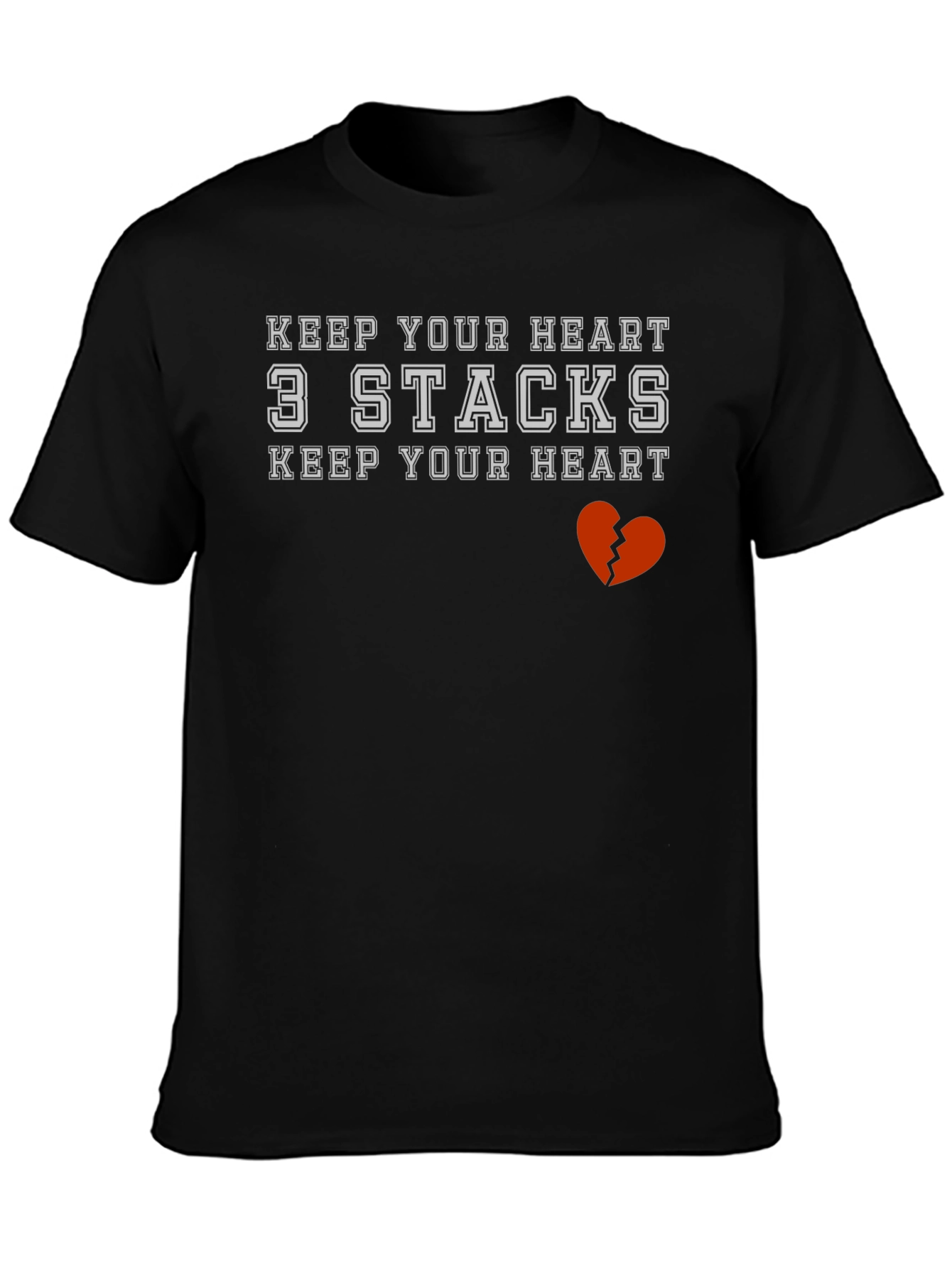 Black Keep Your Heart 3 Stacks Graphic T-Shirt view 3