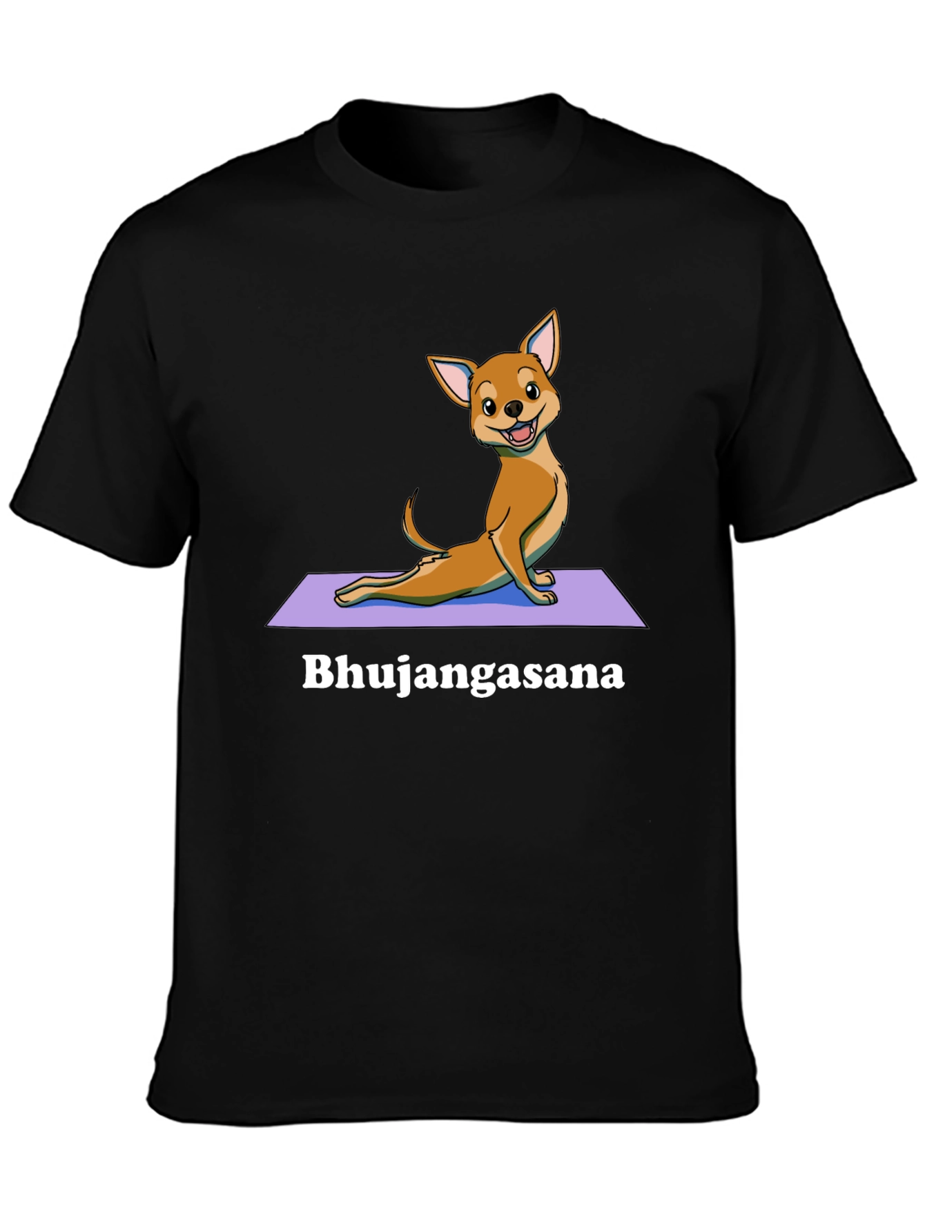 Black Yoga Dog T-Shirt - Bhujangasana Cobra Pose Tee view 3