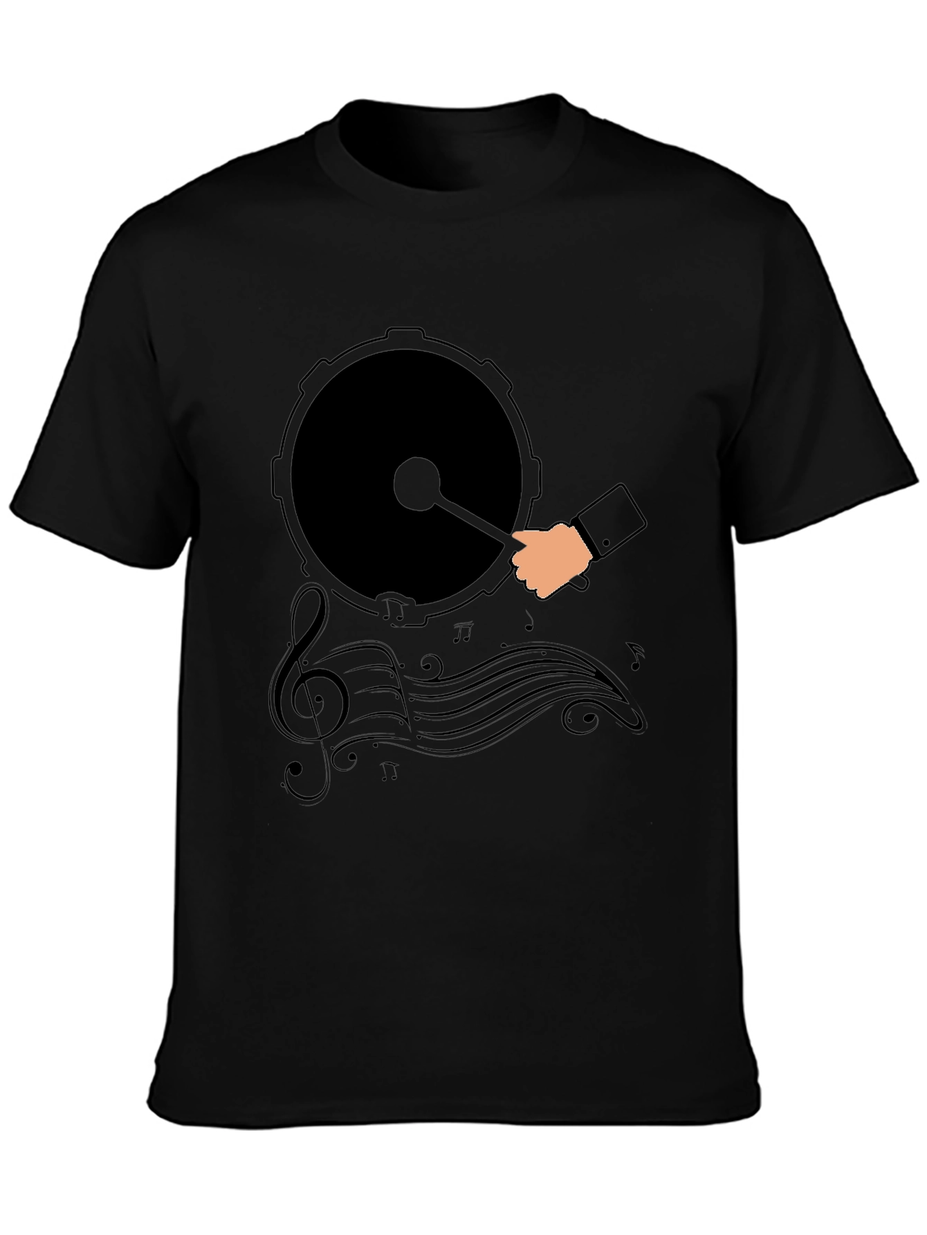 Black Drum and Music Graphic Tee - Black view 3