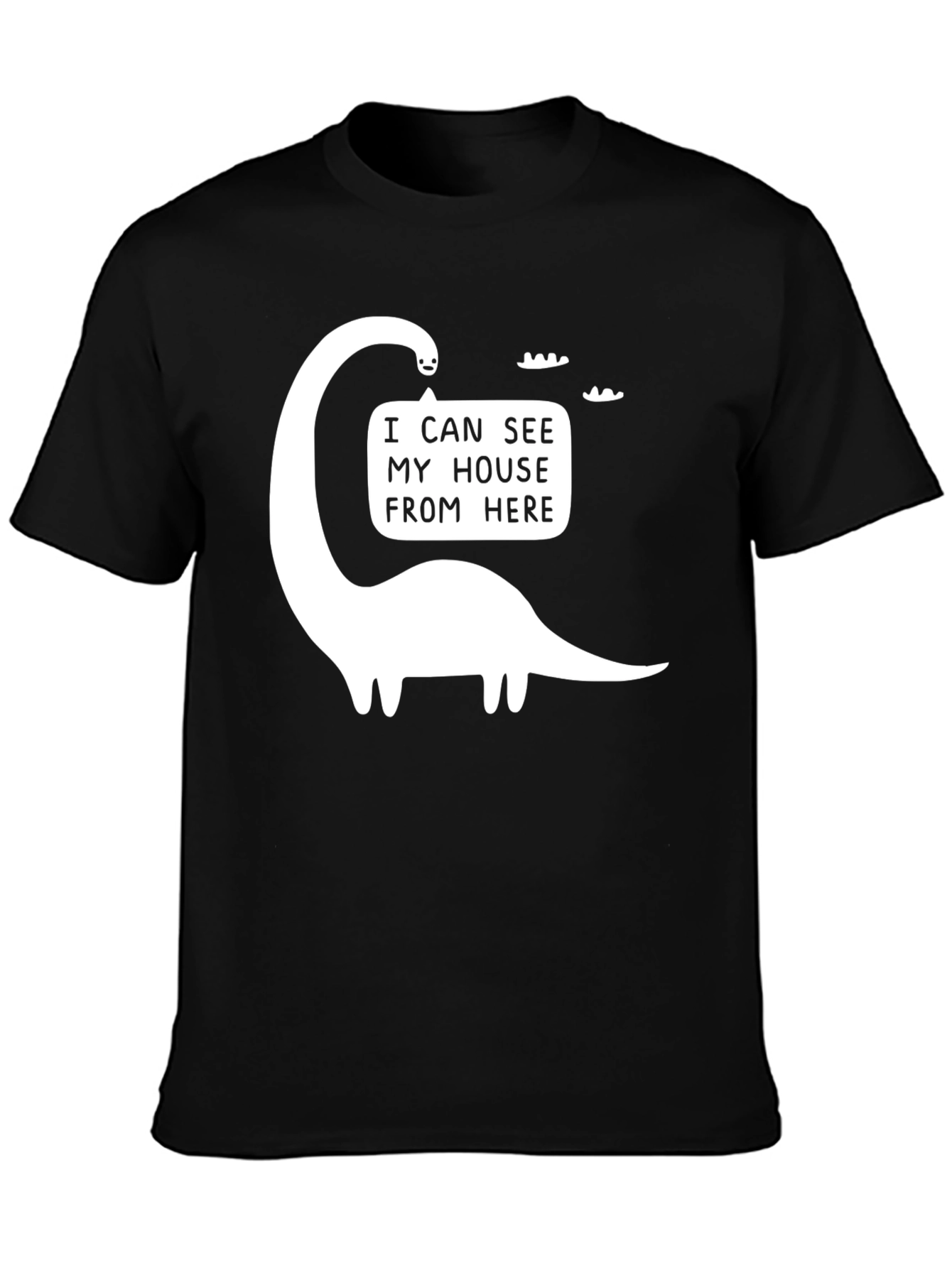 Black Funny Dinosaur T-Shirt - I Can See My House From Here view 3