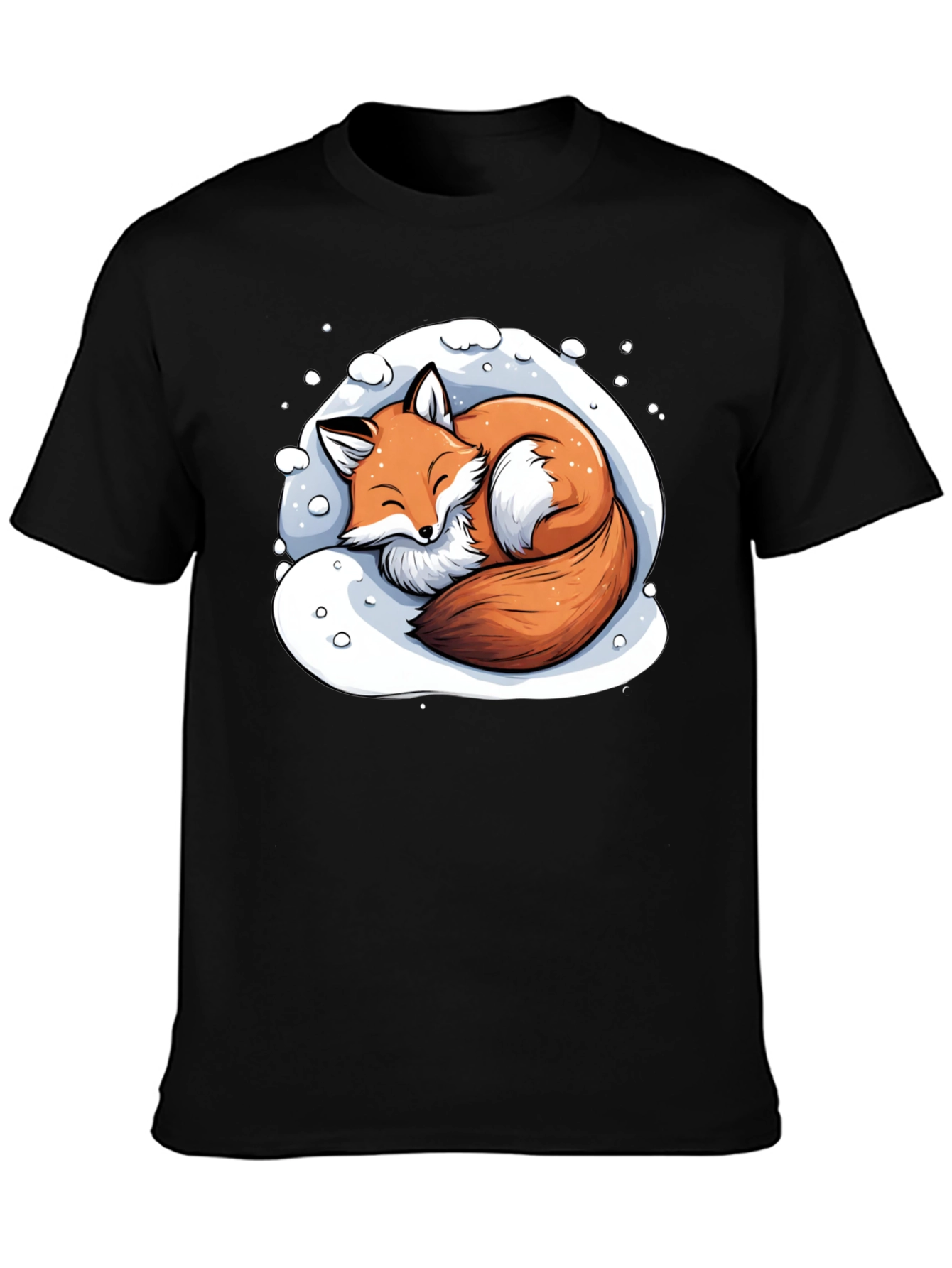 Black Cozy Fox Graphic T-Shirt - Soft & Stylish view 3