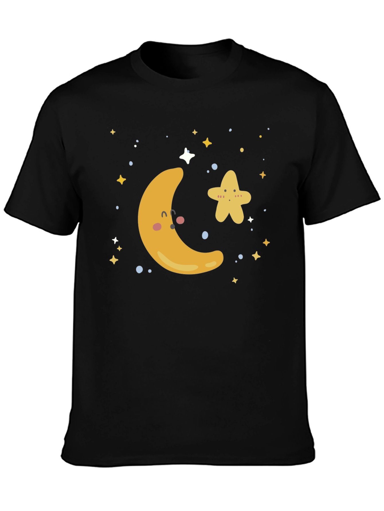Black Cute Moon & Star Graphic T-Shirt view 3
