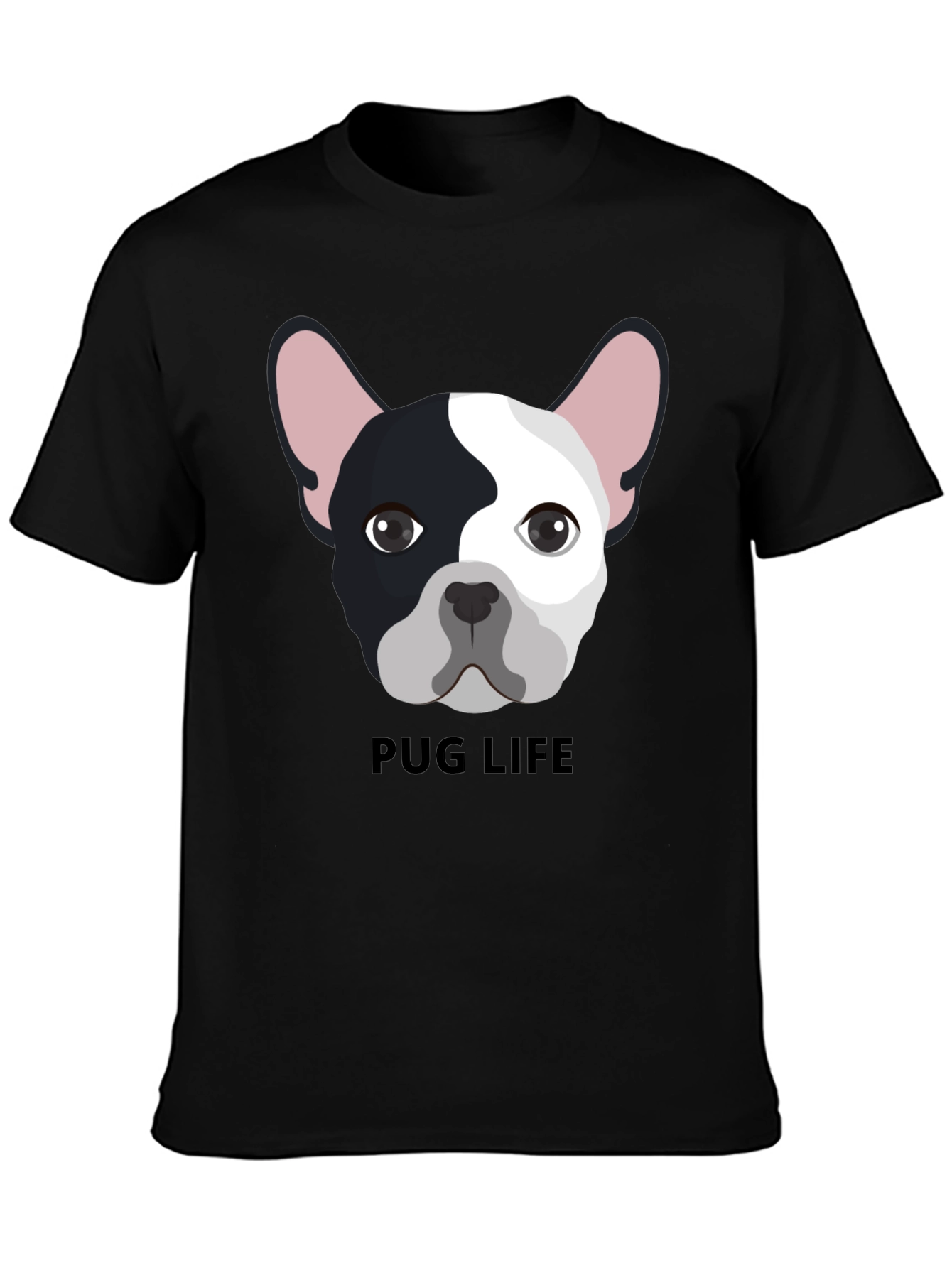 Black Pug Life Graphic Tee - Black Cotton T-Shirt view 3