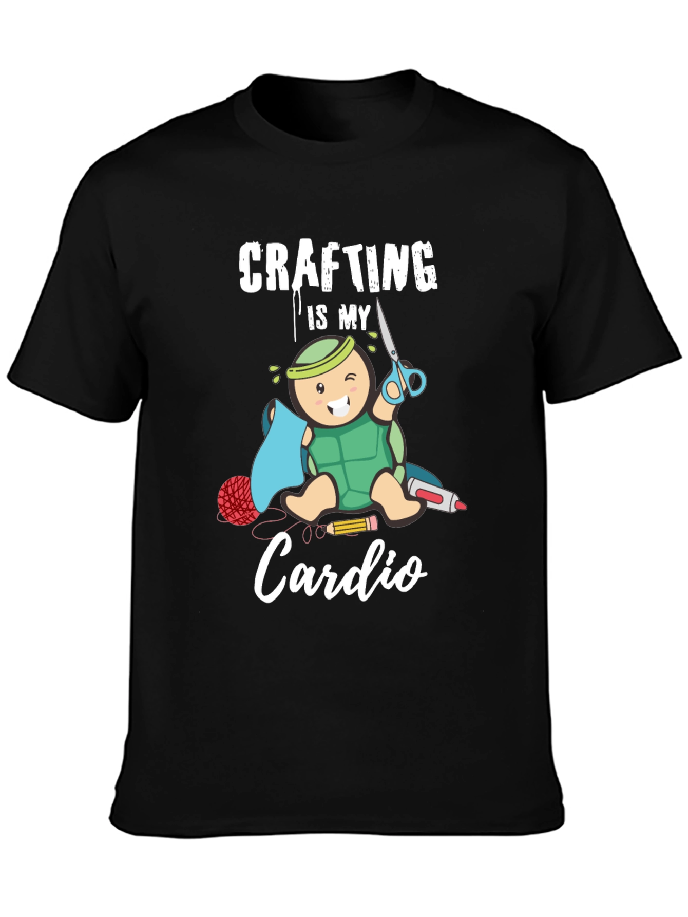 Black Crafting is My Cardio T-Shirt - Turtle Crafter view 3