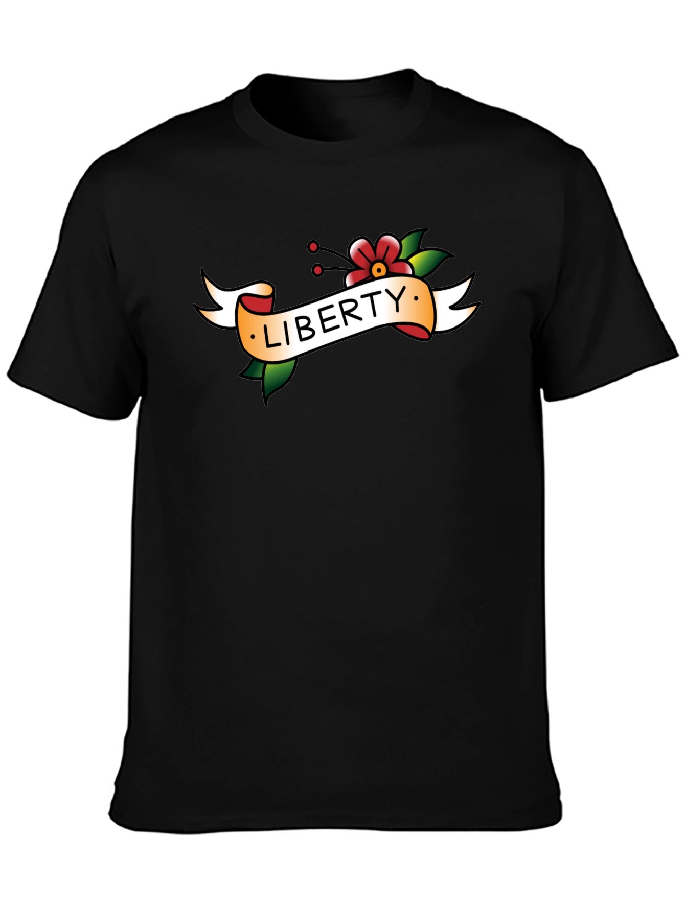 Black Liberty Tattoo Style Graphic T-Shirt view 3