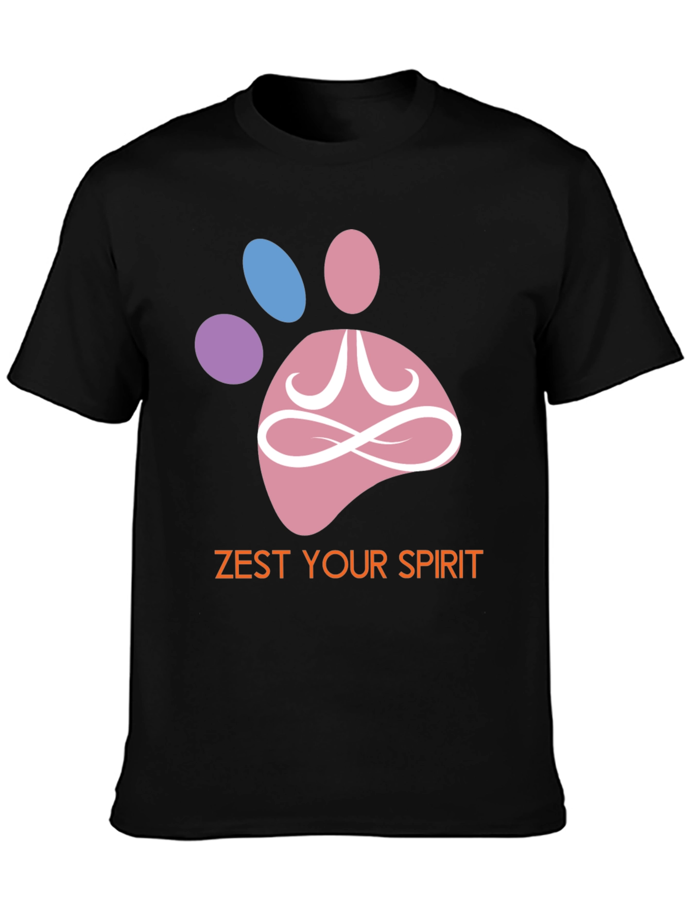 Black Zest Your Spirit T-Shirt - Zen Pet Paw Design view 3