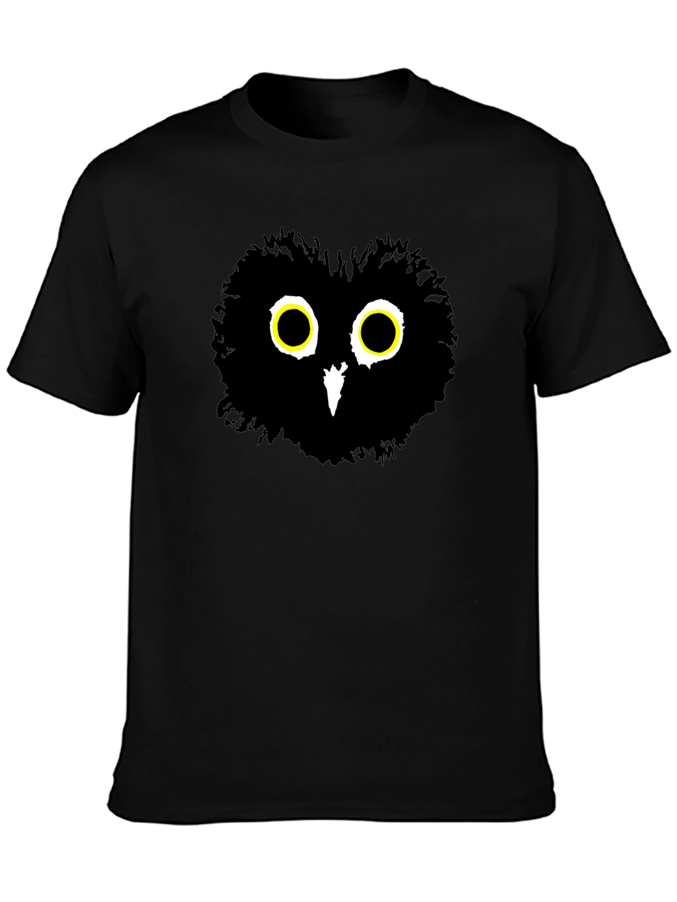 Black Whimsical Owl Graphic Tee - Men's Black Cotton T-Shirt view 3