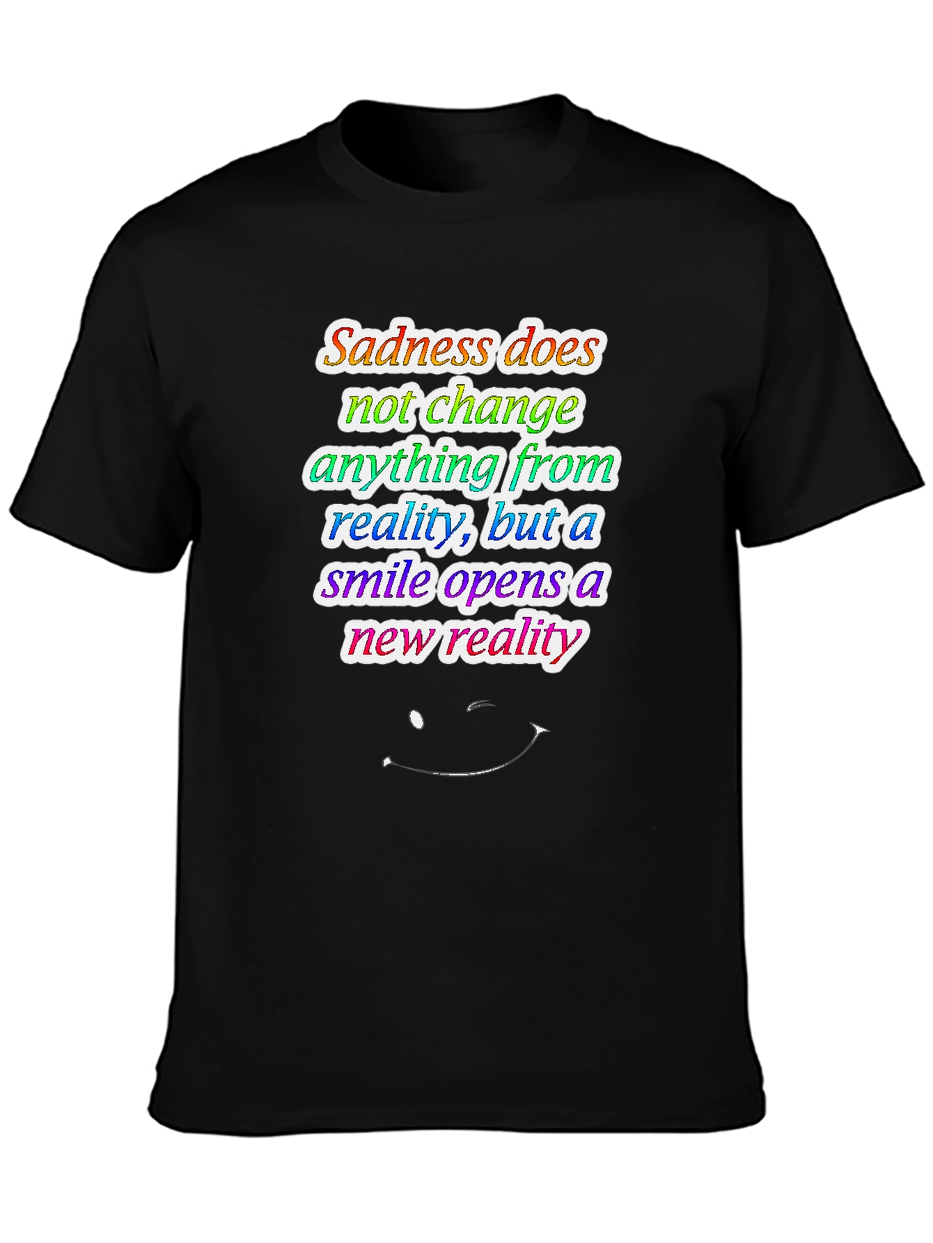 Black Inspirational Quote Graphic Tee - Sadness vs. Smile view 3