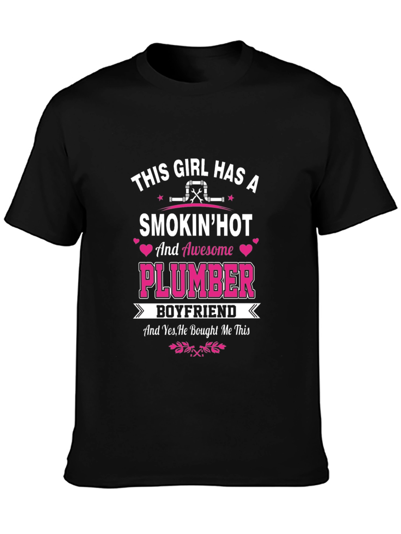 Black Smokin' Hot Plumber Boyfriend T-Shirt view 3