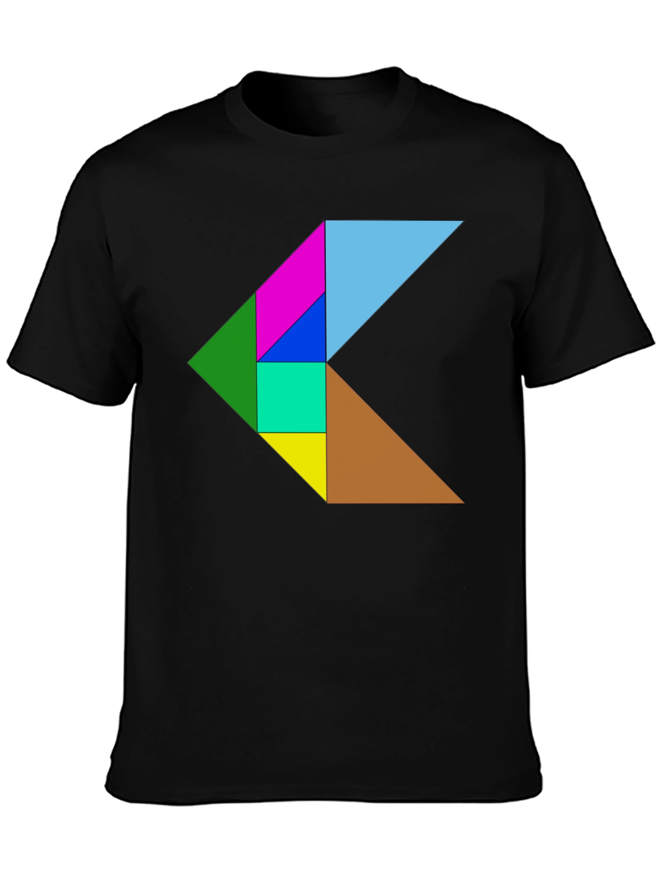Black Geometric Puzzle Design Black T-Shirt view 3