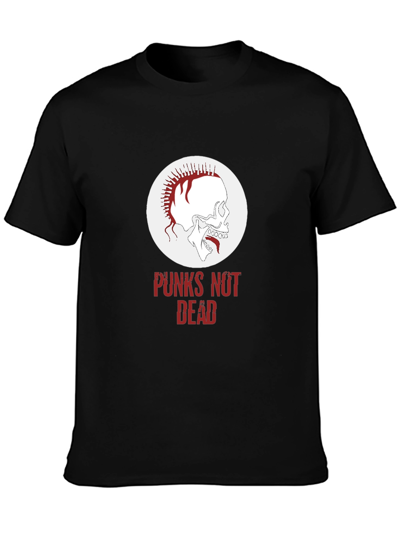 Black Punk Skull Graphic Tee - Punx Not Dead T-Shirt view 3