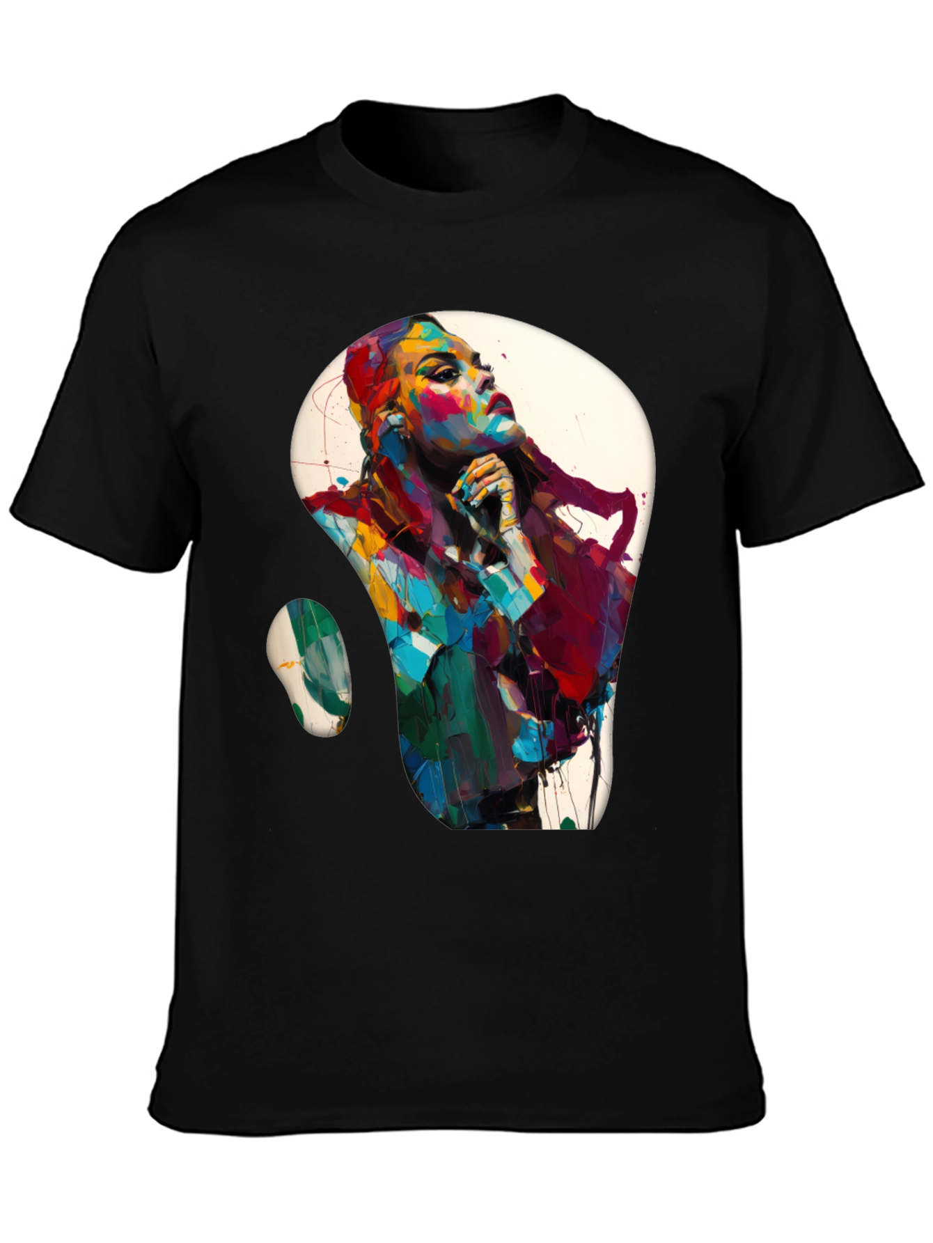 Black Abstract Woman Graphic Black T-Shirt view 3