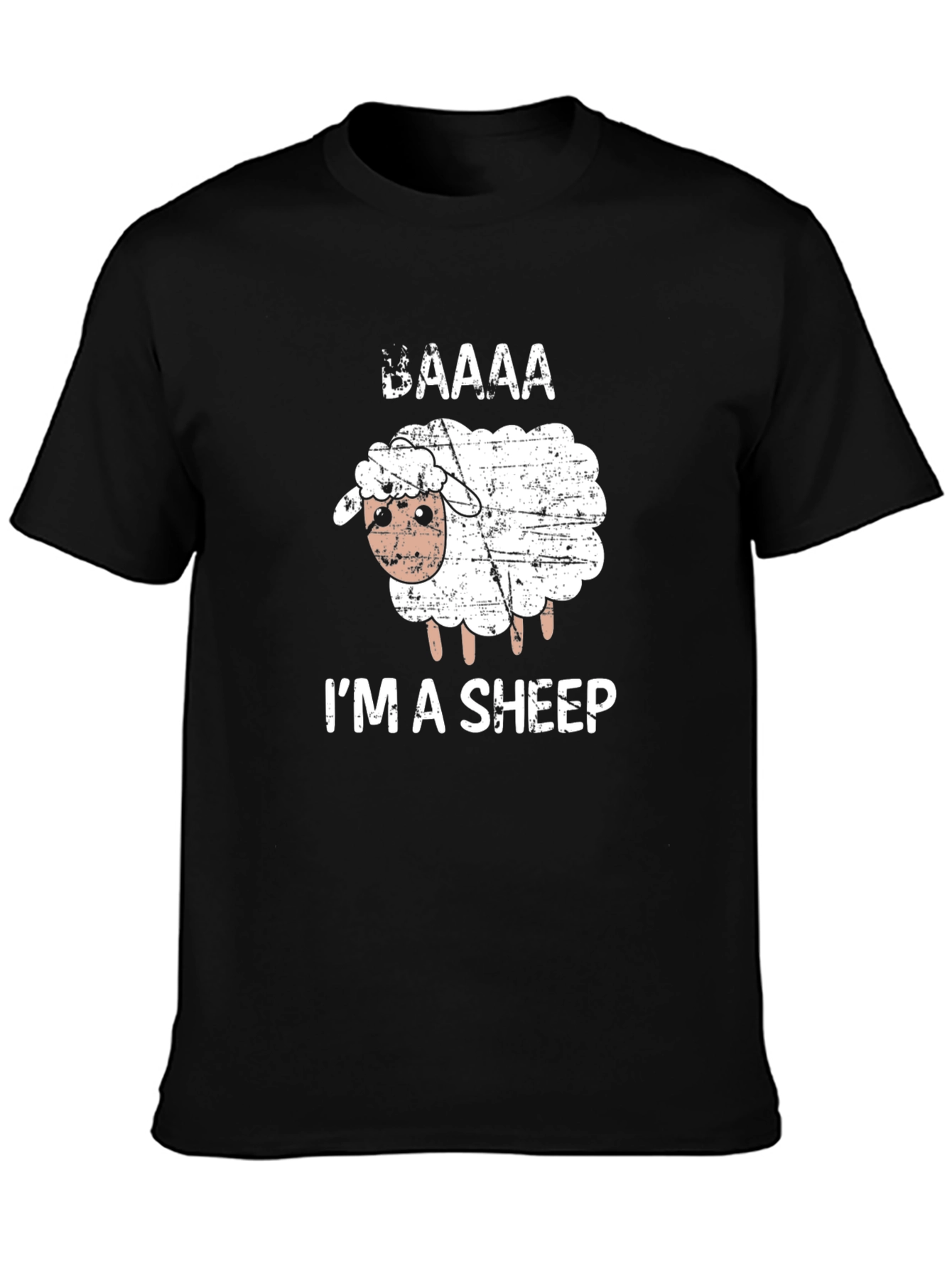 Black Funny Sheep Graphic Tee - "I'm a Sheep" Black T-Shirt view 3