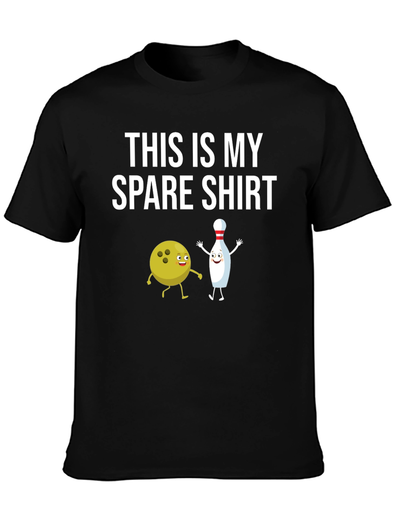 Black Bowling Spare T-Shirt - Funny Bowling Apparel view 3