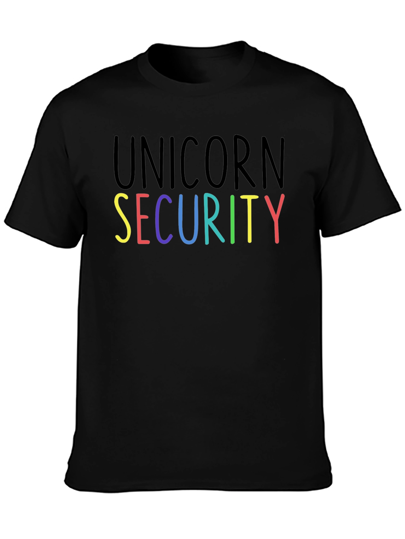 Black Unicorn Security Graphic T-Shirt - Black Crew Neck Tee view 3