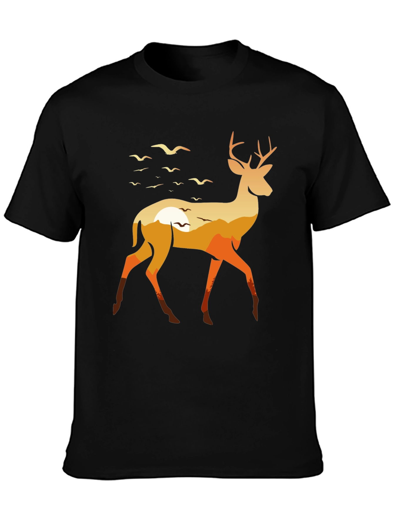 Black Nature Deer Graphic Tee - Stylish & Unique view 3