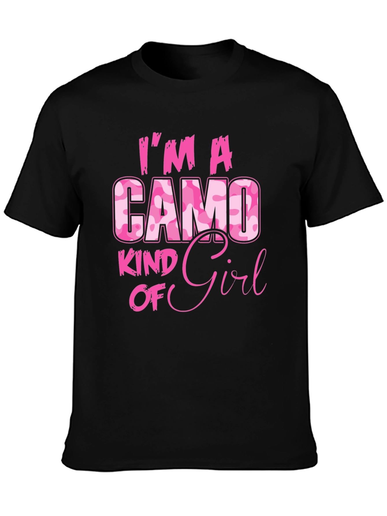 Black Camo Kind of Girl T-Shirt - Pink Camouflage view 3