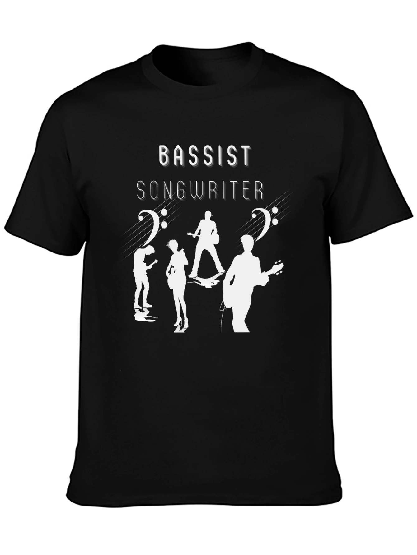 Black Bassist Songwriter Graphic T-Shirt - Black view 3
