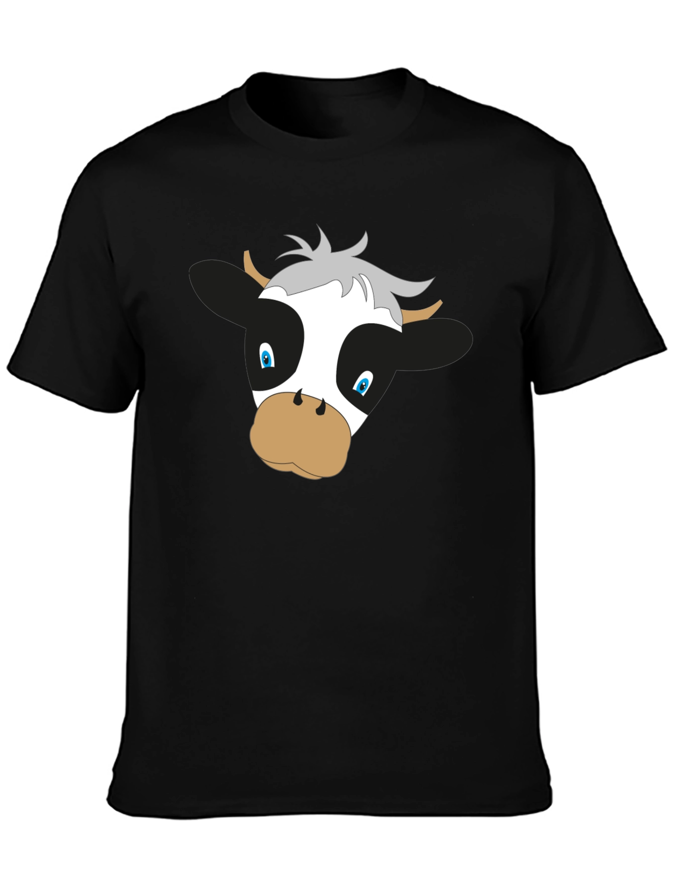 Black Cartoon Cow Graphic Black T-Shirt view 3