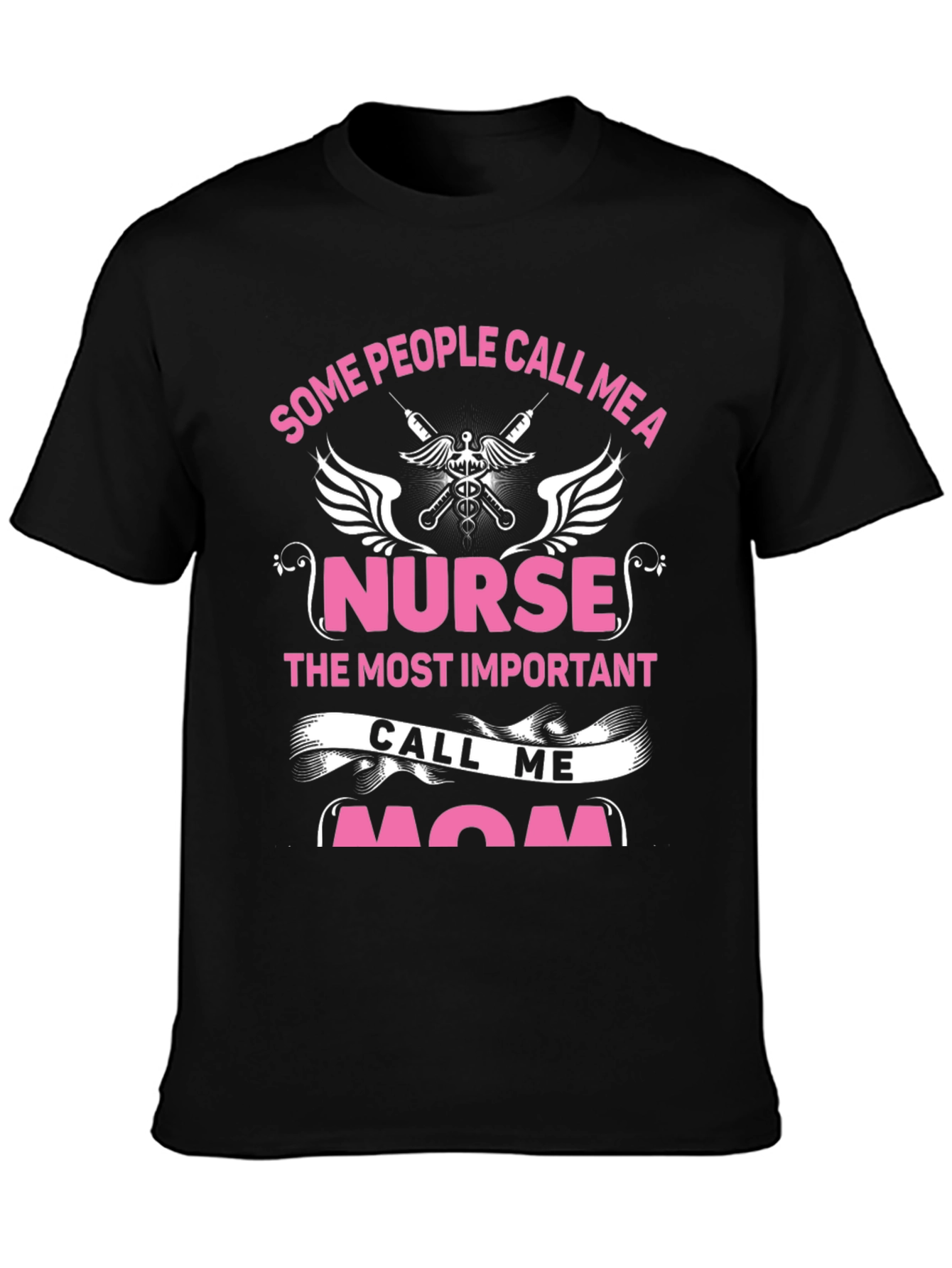 Black Nurse Mom Graphic T-Shirt - Black view 3