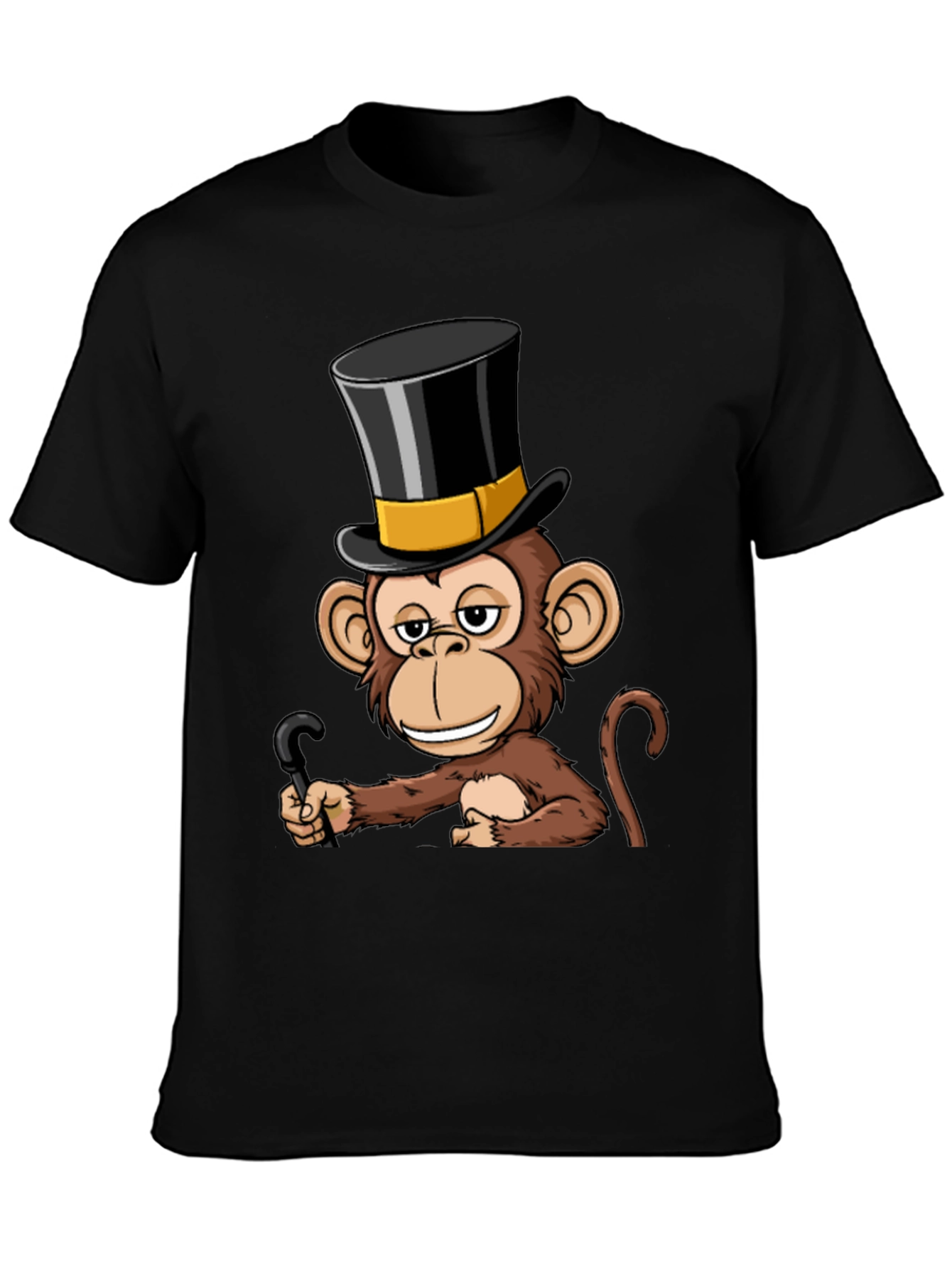 Black Monkey Top Hat T-Shirt - Stylish & Humorous Design view 3