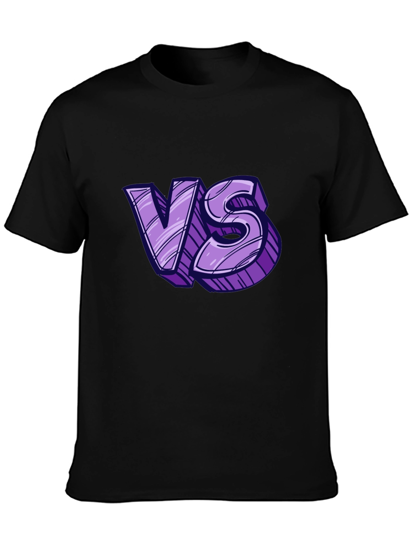 Black Versus Graphic Tee - Black Cotton T-Shirt view 3