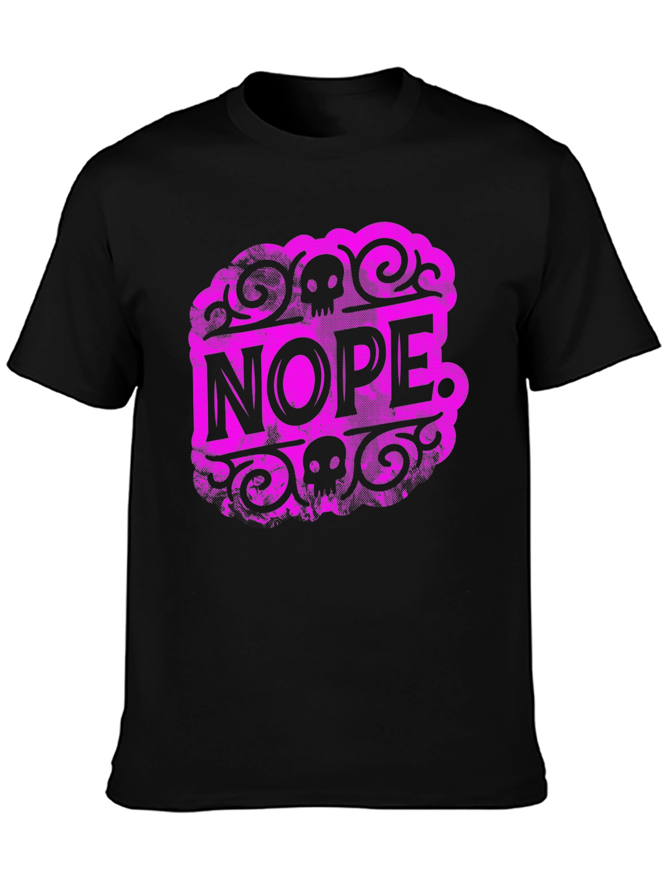 Black Nope Skull Graphic T-Shirt - Black view 3