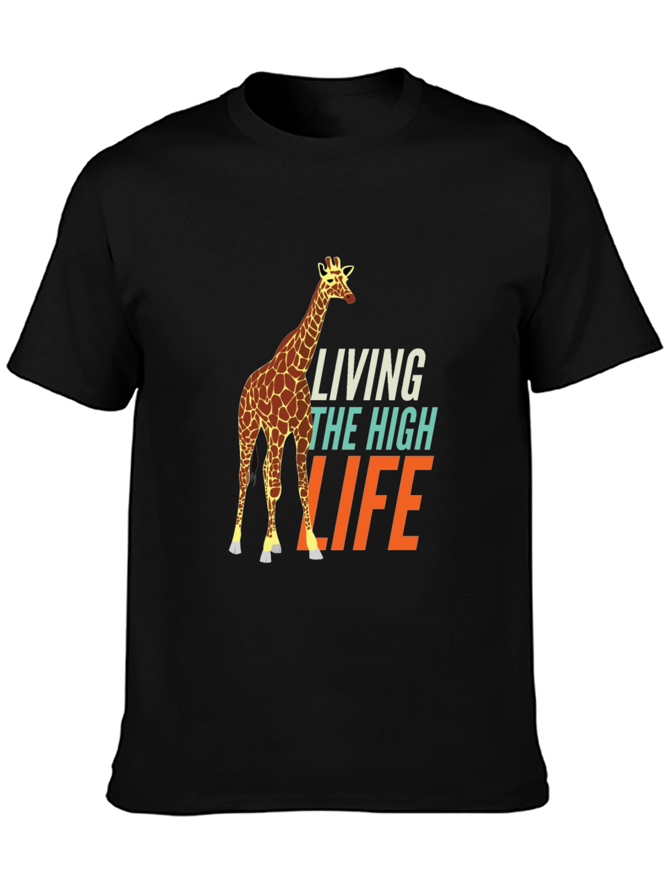 Black Living the High Life Giraffe Graphic Tee view 3
