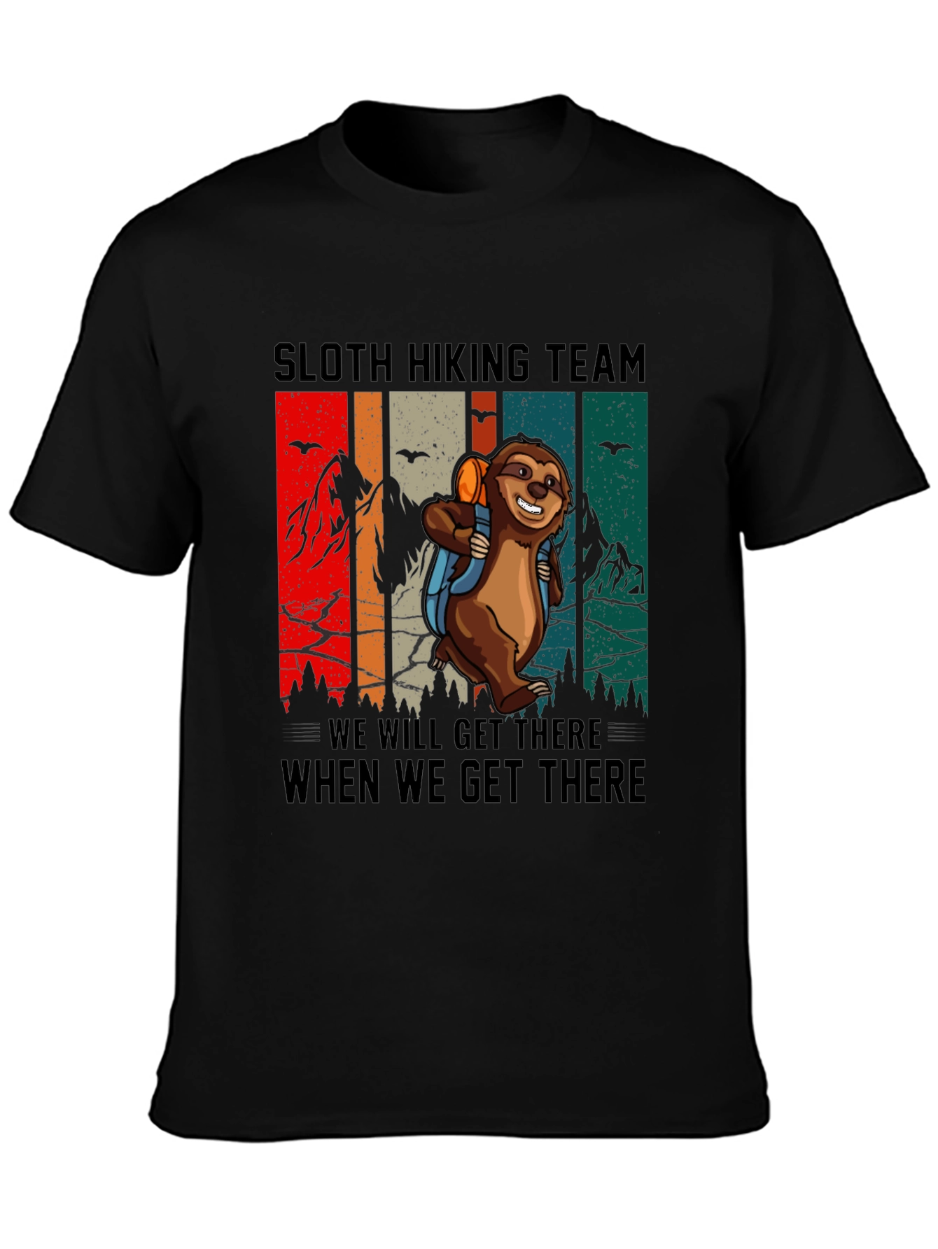 Black Sloth Hiking Team Graphic Tee view 3