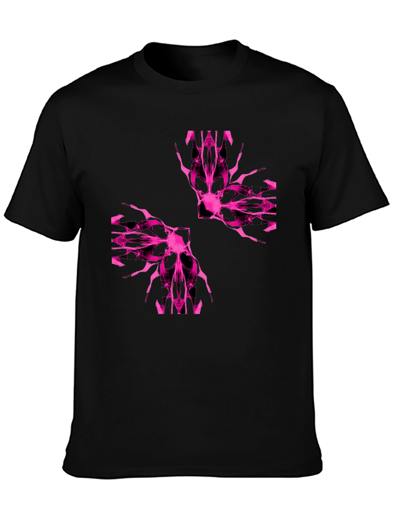 Black Abstract Pink Graphic Print Black T-Shirt view 3