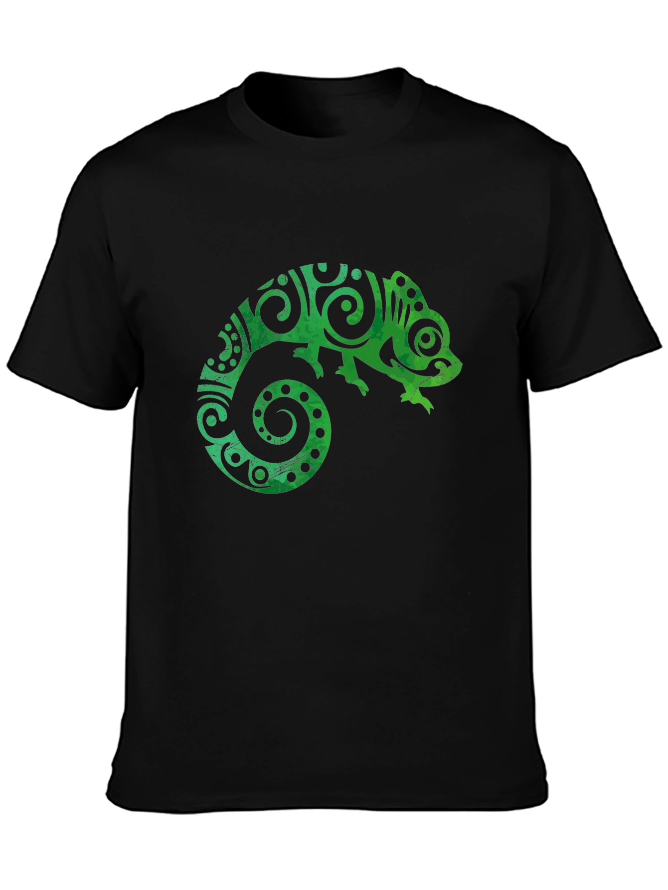 Black Tribal Chameleon Graphic Tee - Black Unisex T-Shirt view 3