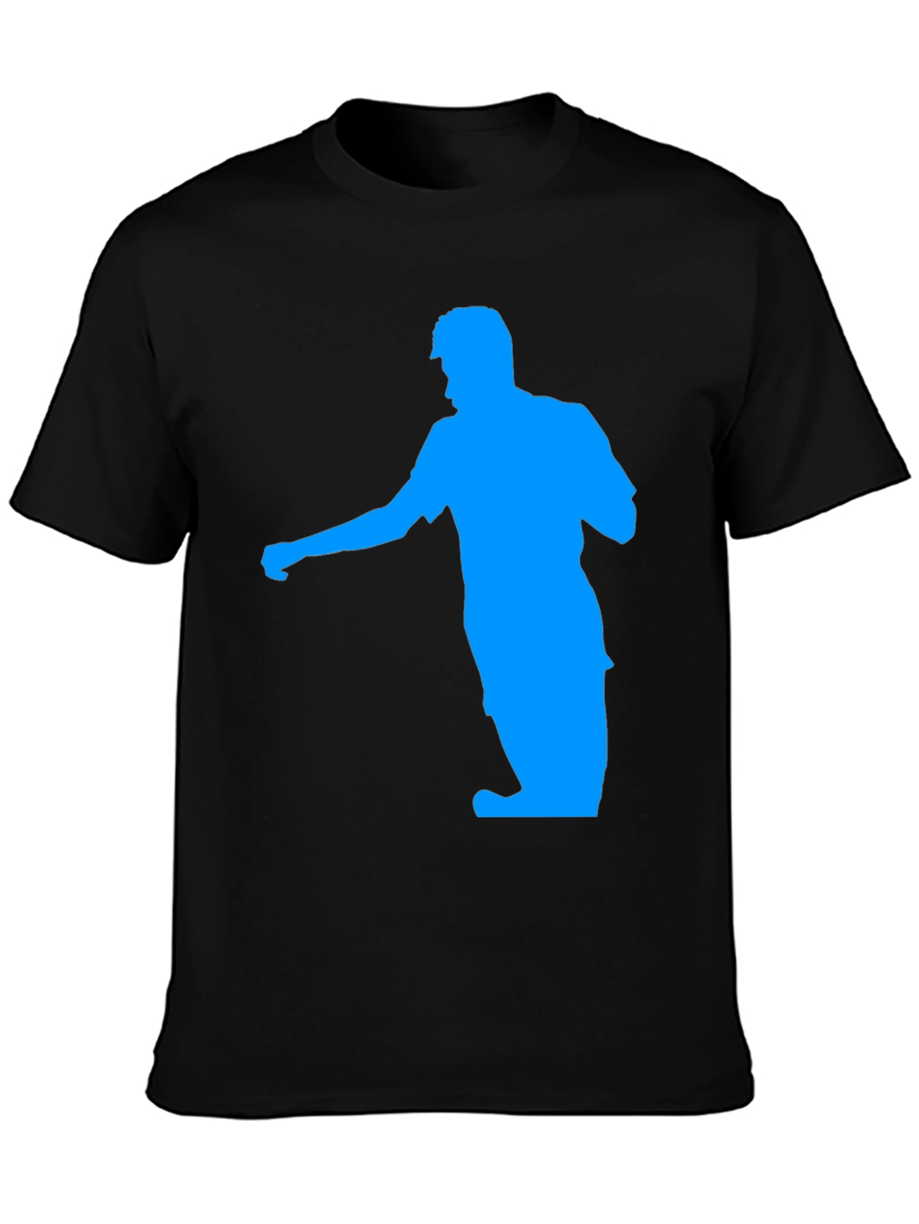 Black Cool Graphic Tee - Blue Silhouette on Black T-Shirt view 3