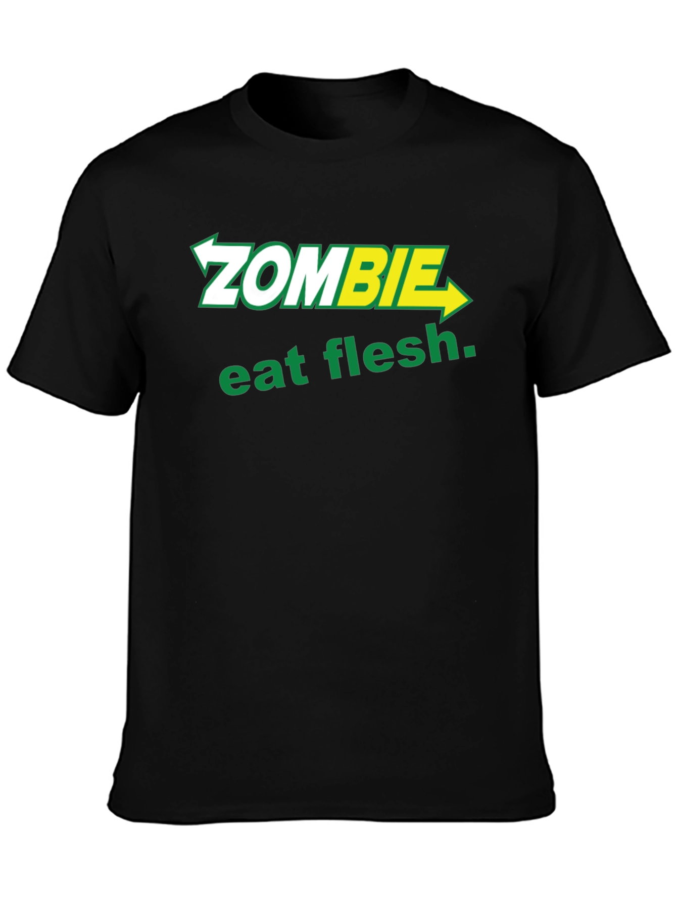 Black Zombie Eat Flesh T-Shirt - Funny Graphic Tee view 3