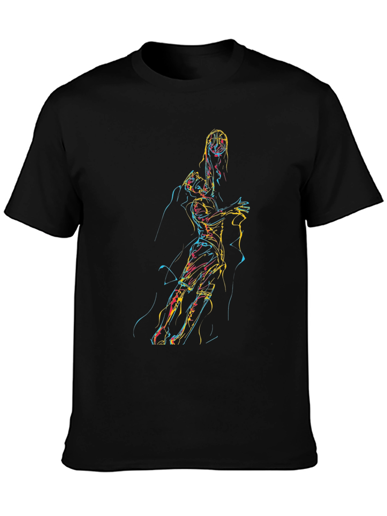 Abstract Line Art Graphic T-Shirt - 3