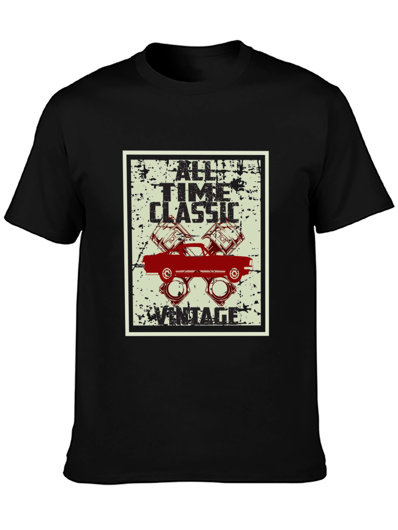 Black All Time Classic Vintage Car Graphic T-Shirt view 3