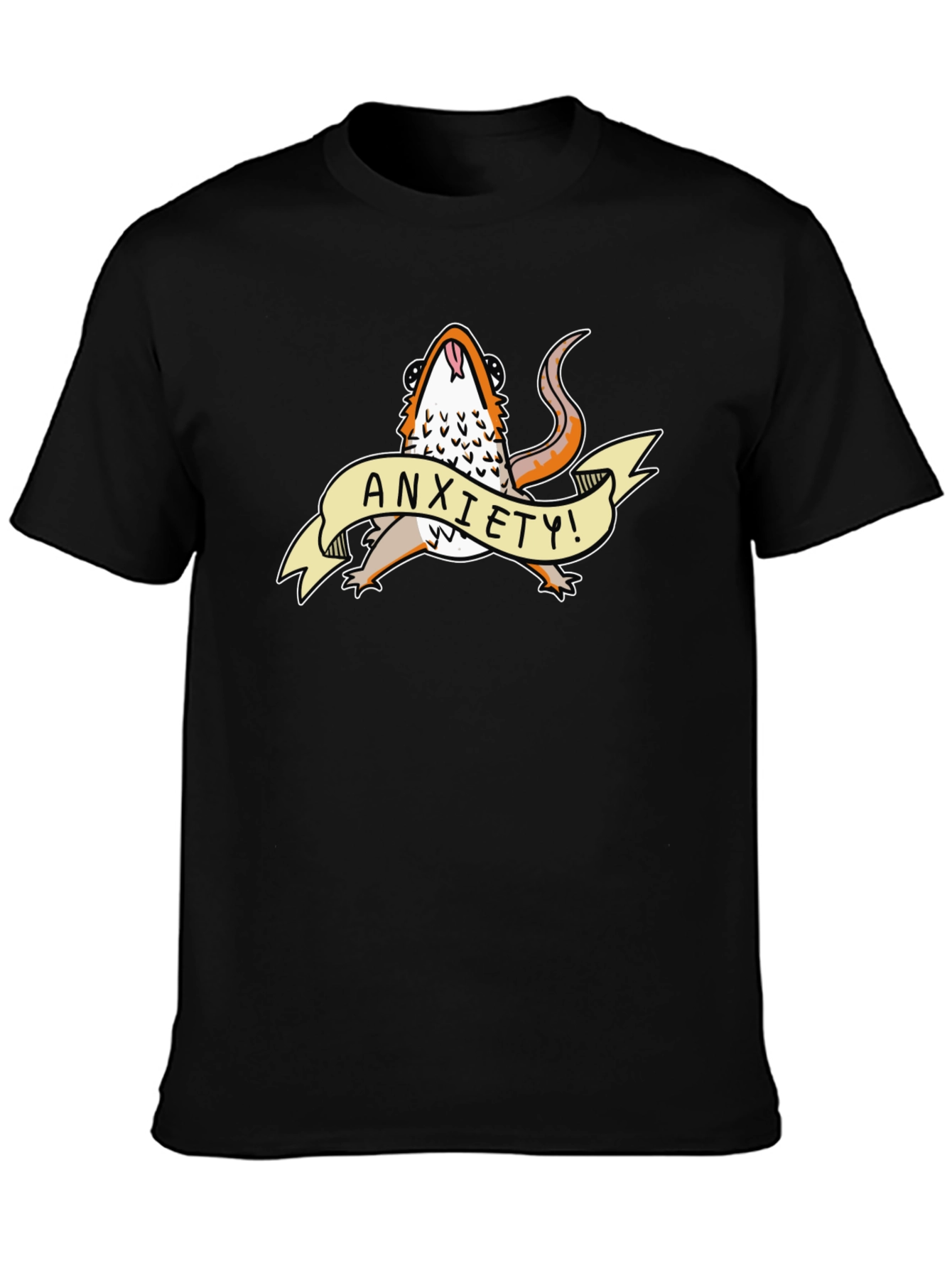 Black Anxiety Lizard Graphic T-Shirt view 3