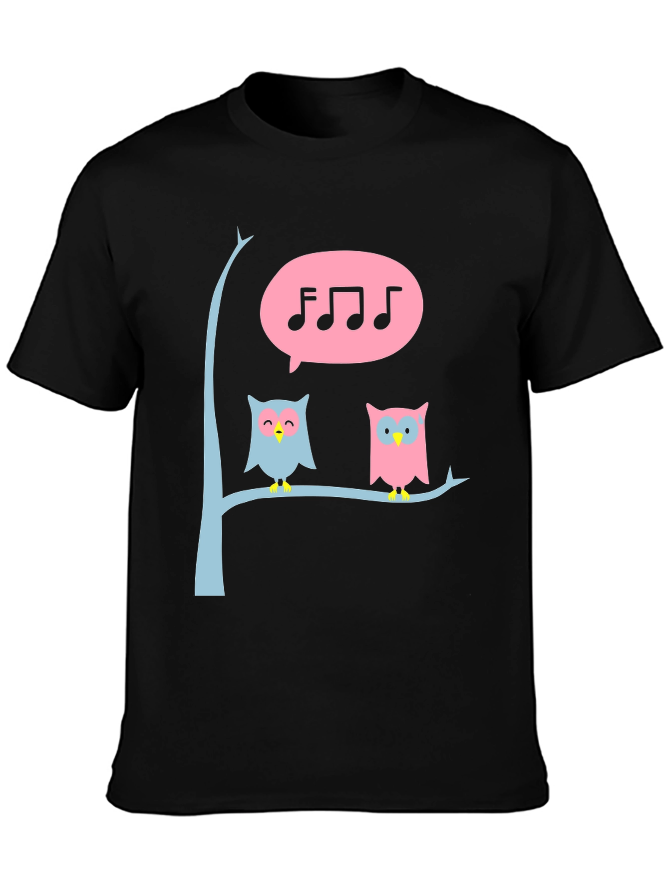 Black Singing Owl T-Shirt - Cute Graphic Tee view 3