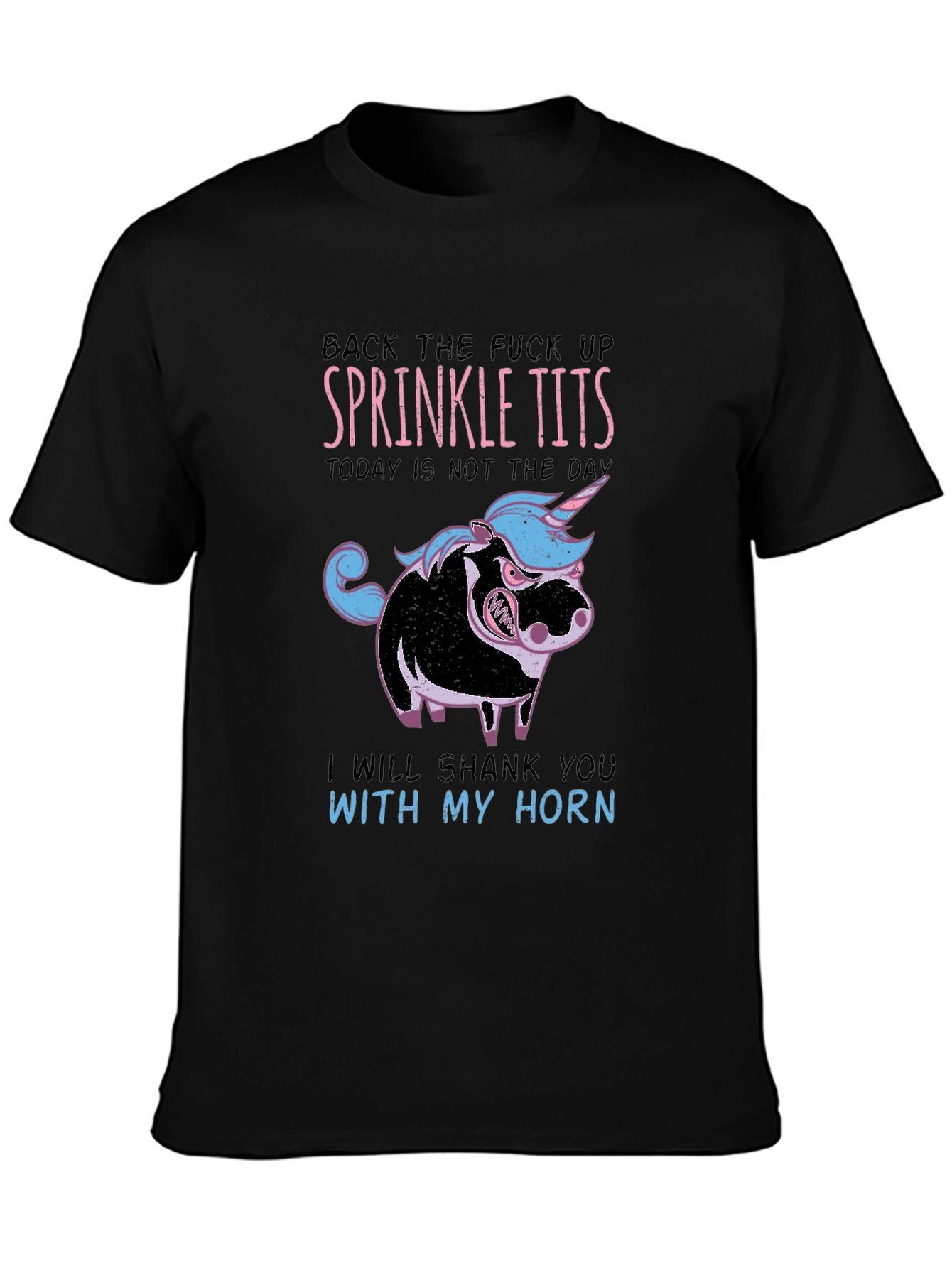 Black Funny "Sprinkle Tits" Graphic T-Shirt view 3