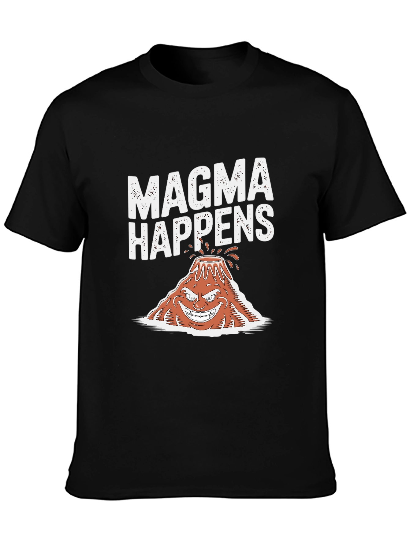 Black Magma Happens Funny Volcano Graphic Black T-Shirt view 3