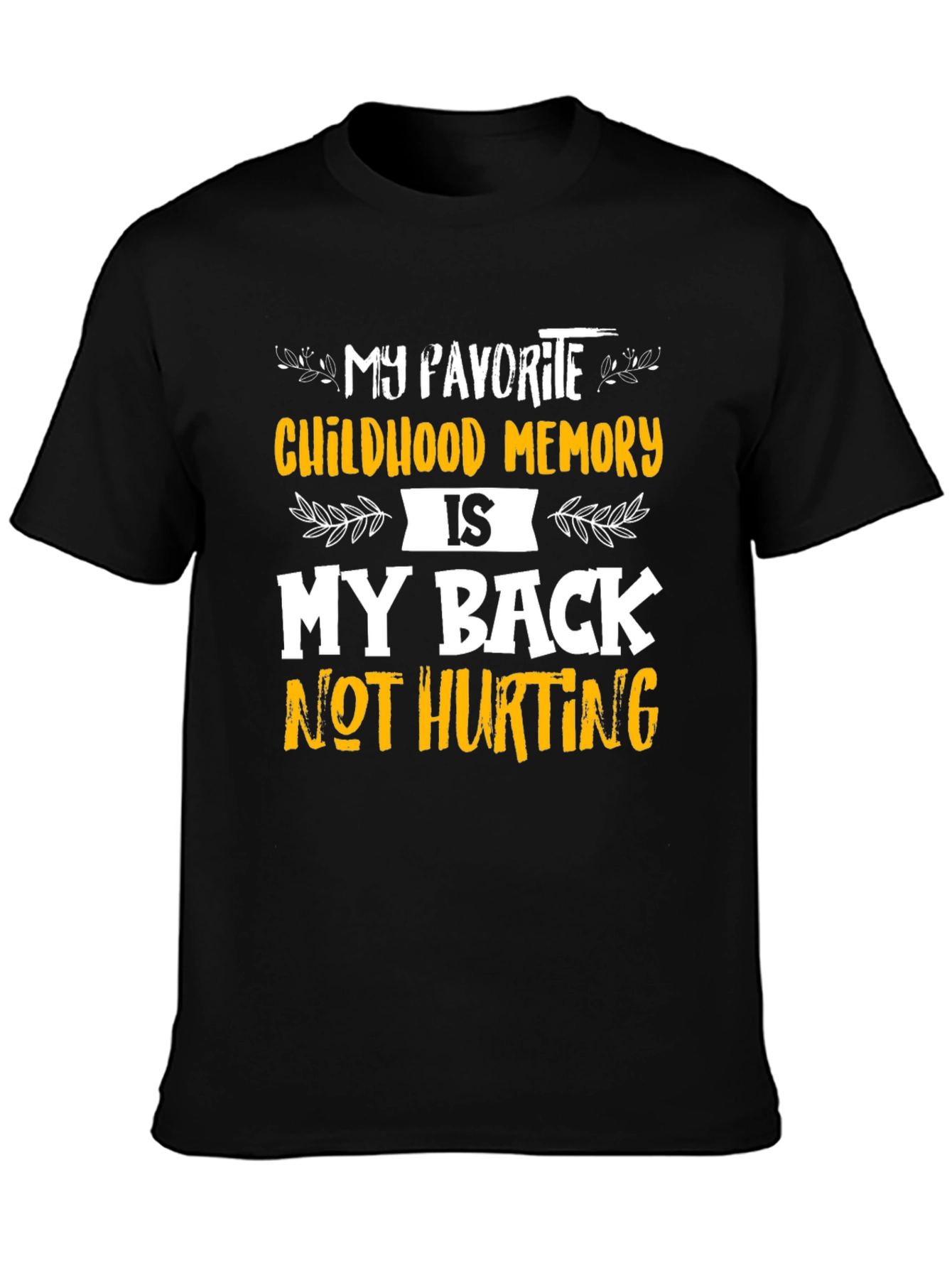 Black Funny Back Pain Relief T-Shirt view 3