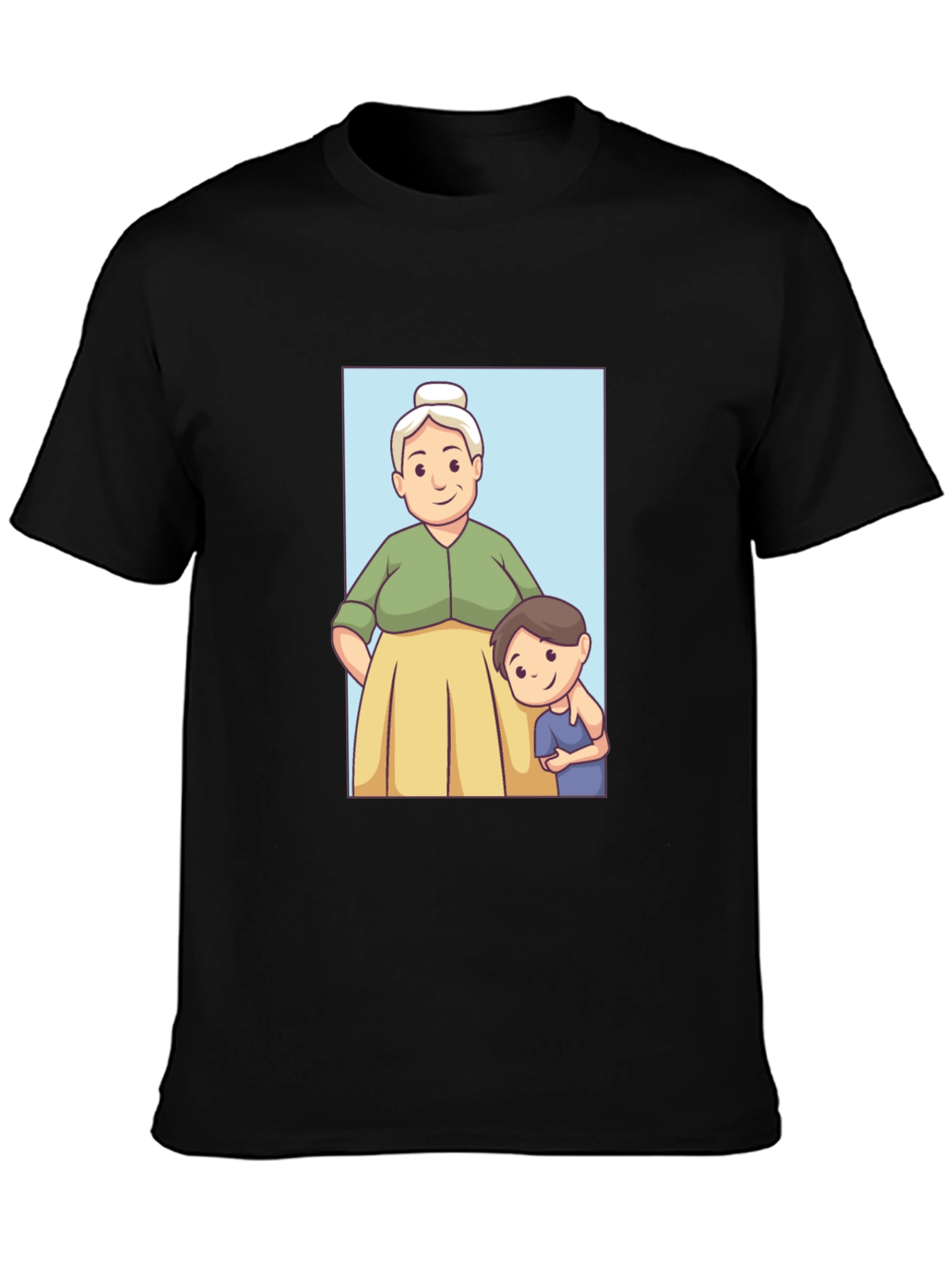 Black Cartoon Grandma and Grandson T-Shirt view 3