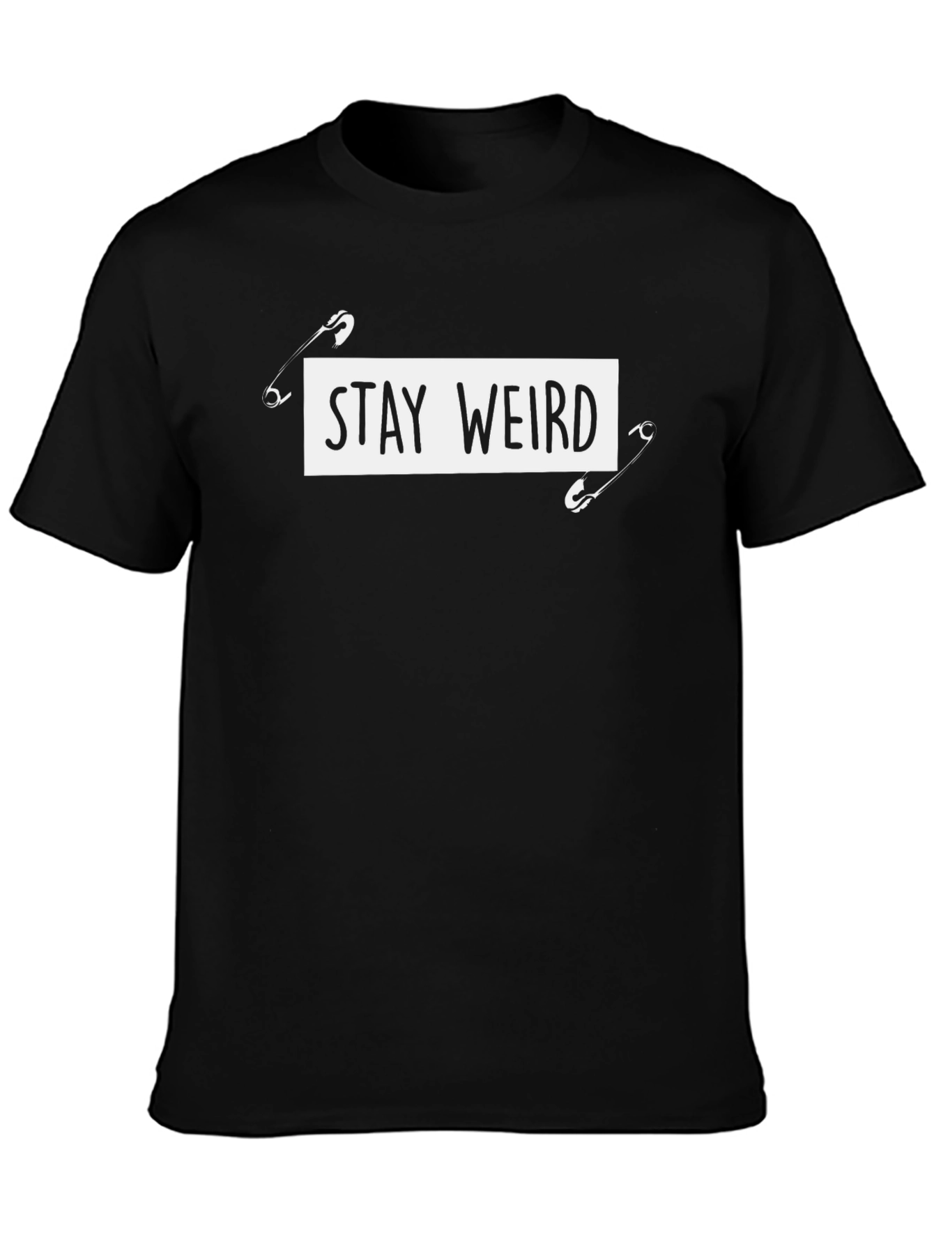 Black Stay Weird Graphic Tee - Black Cotton T-Shirt view 3