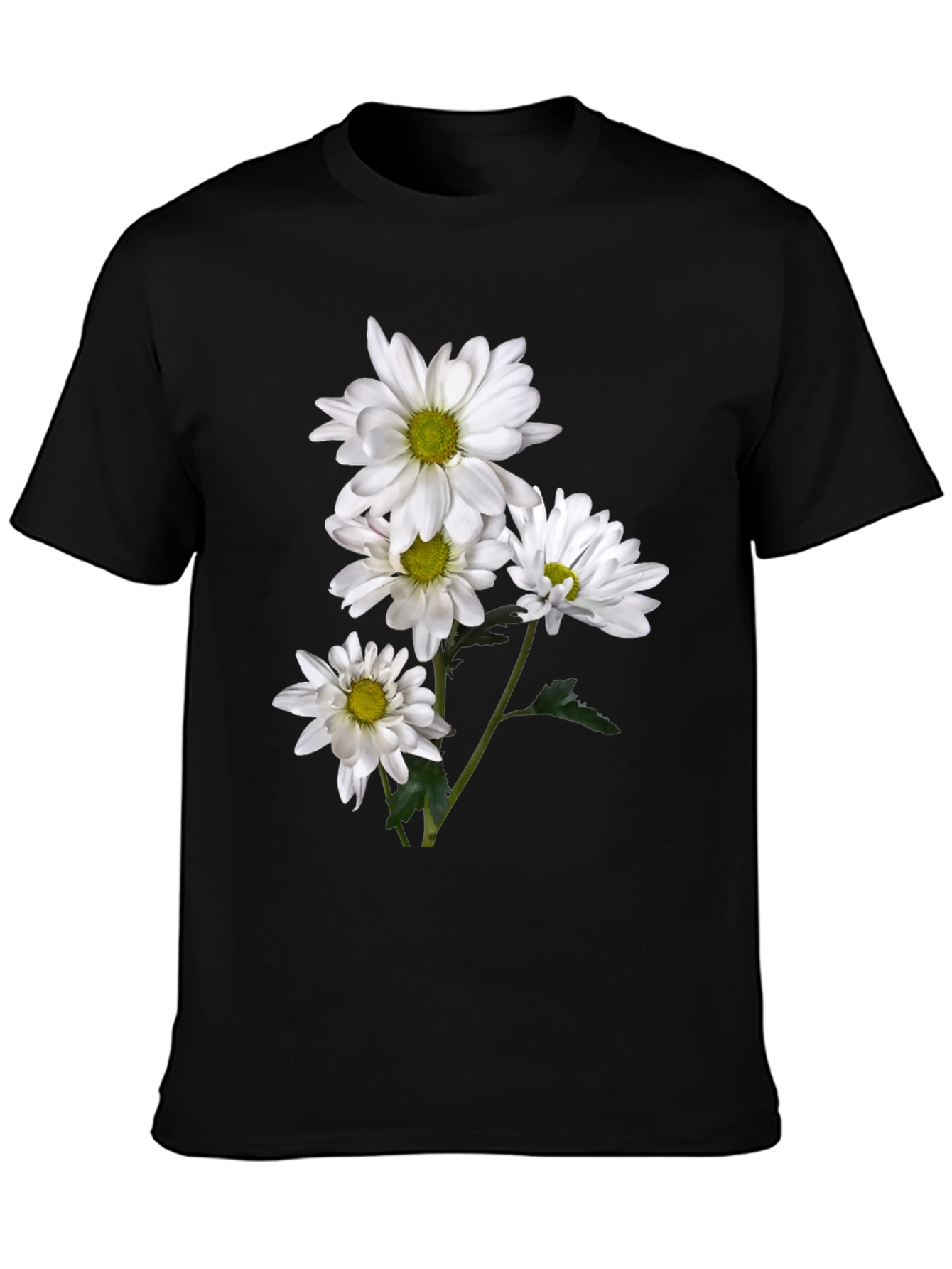 Black Floral Print Crew Neck T-Shirt view 3