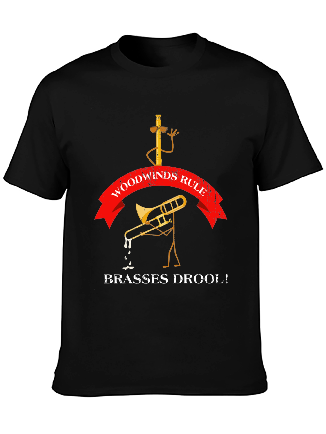 Black Woodwinds Rule Funny Band T-Shirt view 3