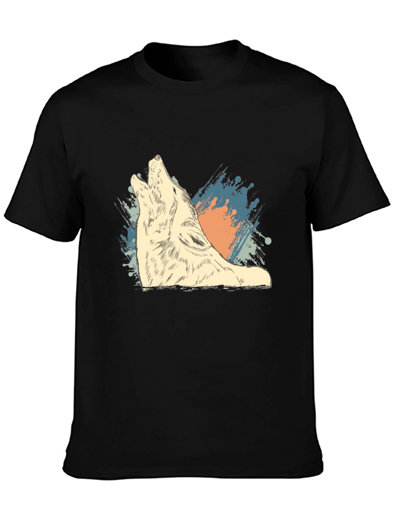 Black Wolf Graphic Tee - Men's Black T-Shirt view 3