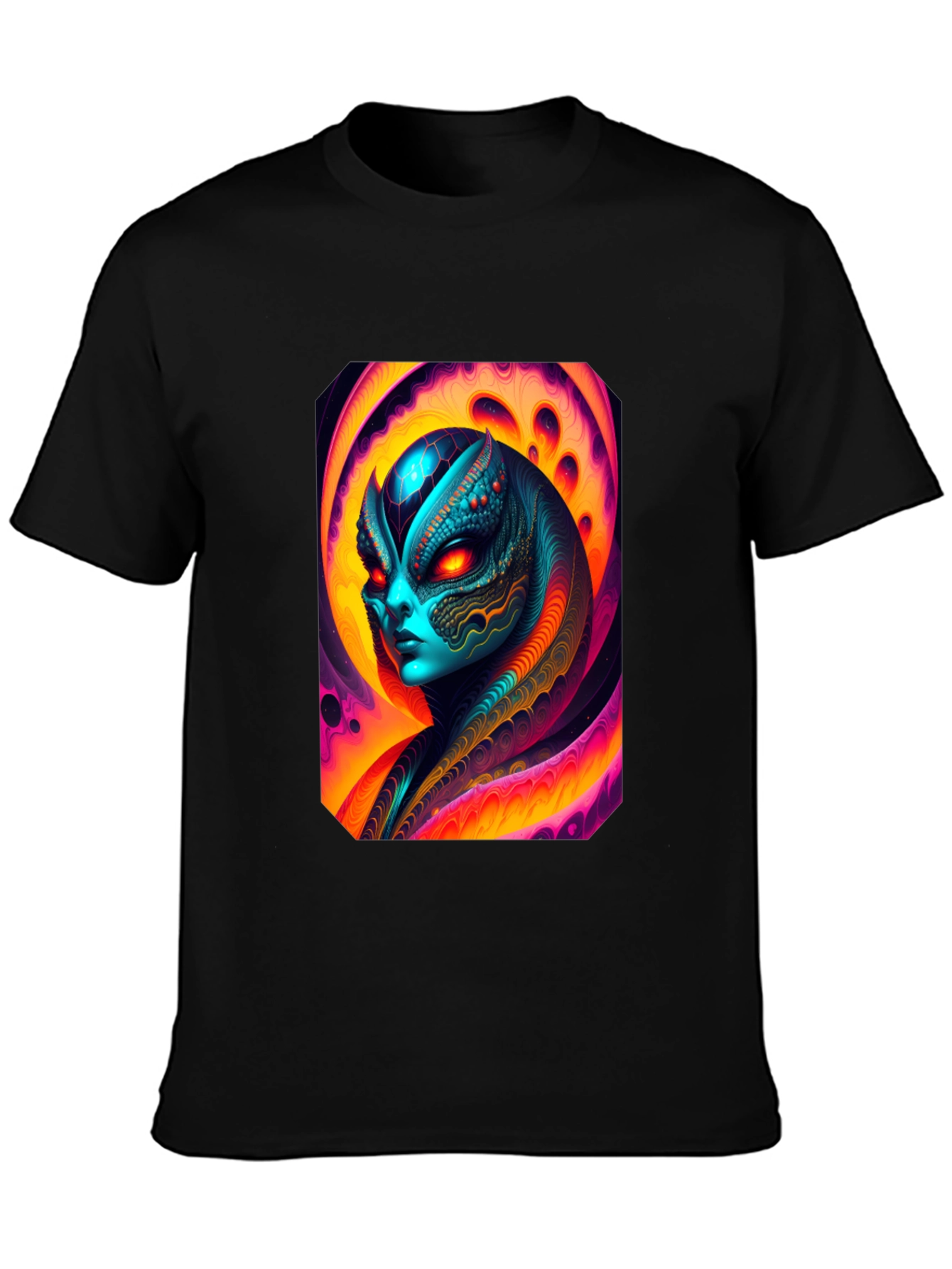 Black Alien Graphic Tee - Black Cotton T-Shirt view 3