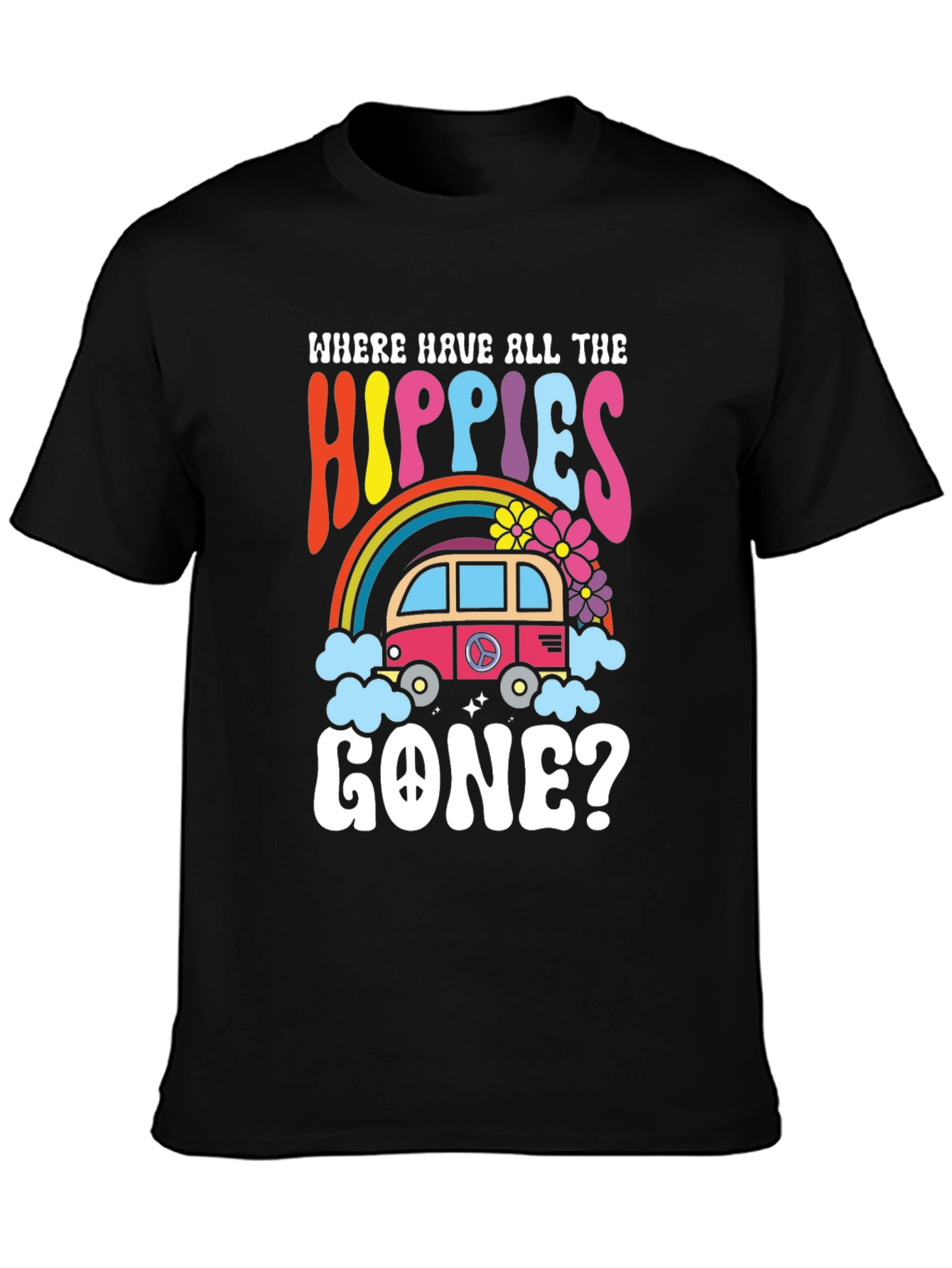 Black Where Have All The Hippies Gone Black T-Shirt view 3